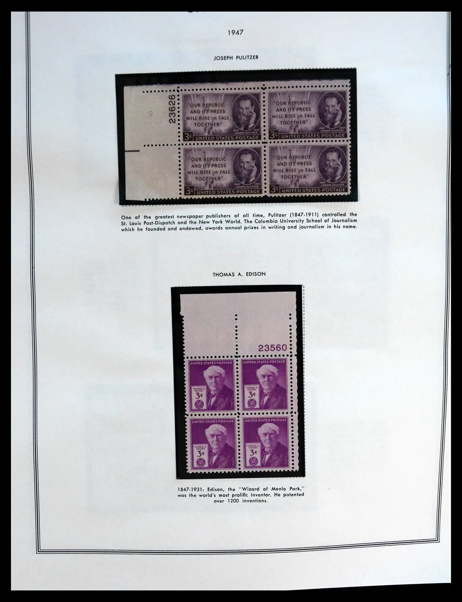 41267 0080 - Postzegelverzameling 41267 USA plate block collectie 1925-1985.