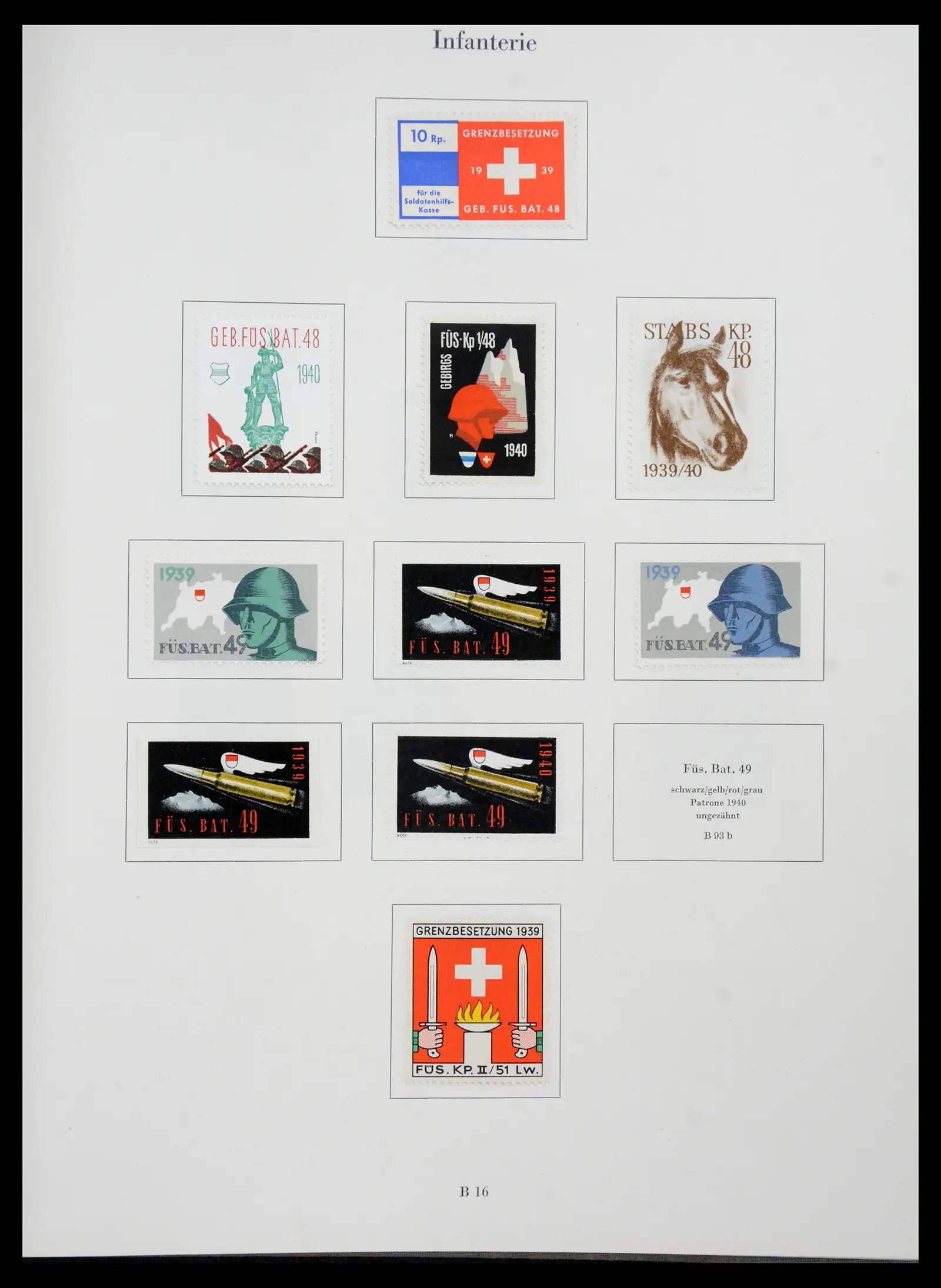 41339 0020 - Stamp collection 41339 Switzerland soldier stamps 1939-1945.