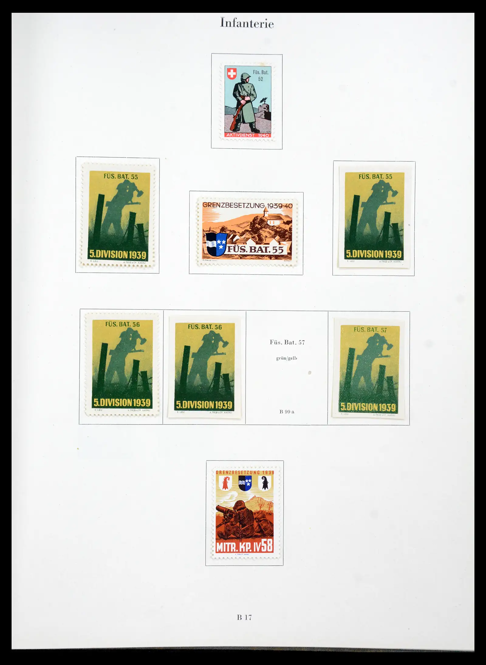 41339 0021 - Postzegelverzameling 41339 Zwitserland soldatenzegels 1939-1945.