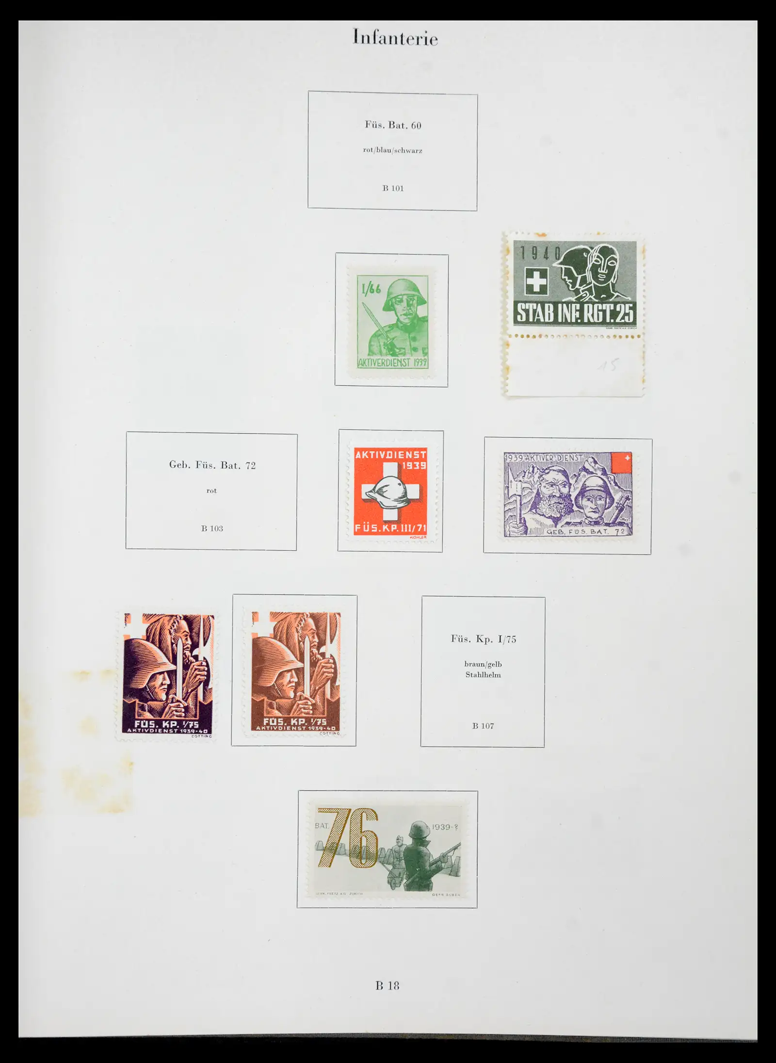 41339 0022 - Postzegelverzameling 41339 Zwitserland soldatenzegels 1939-1945.