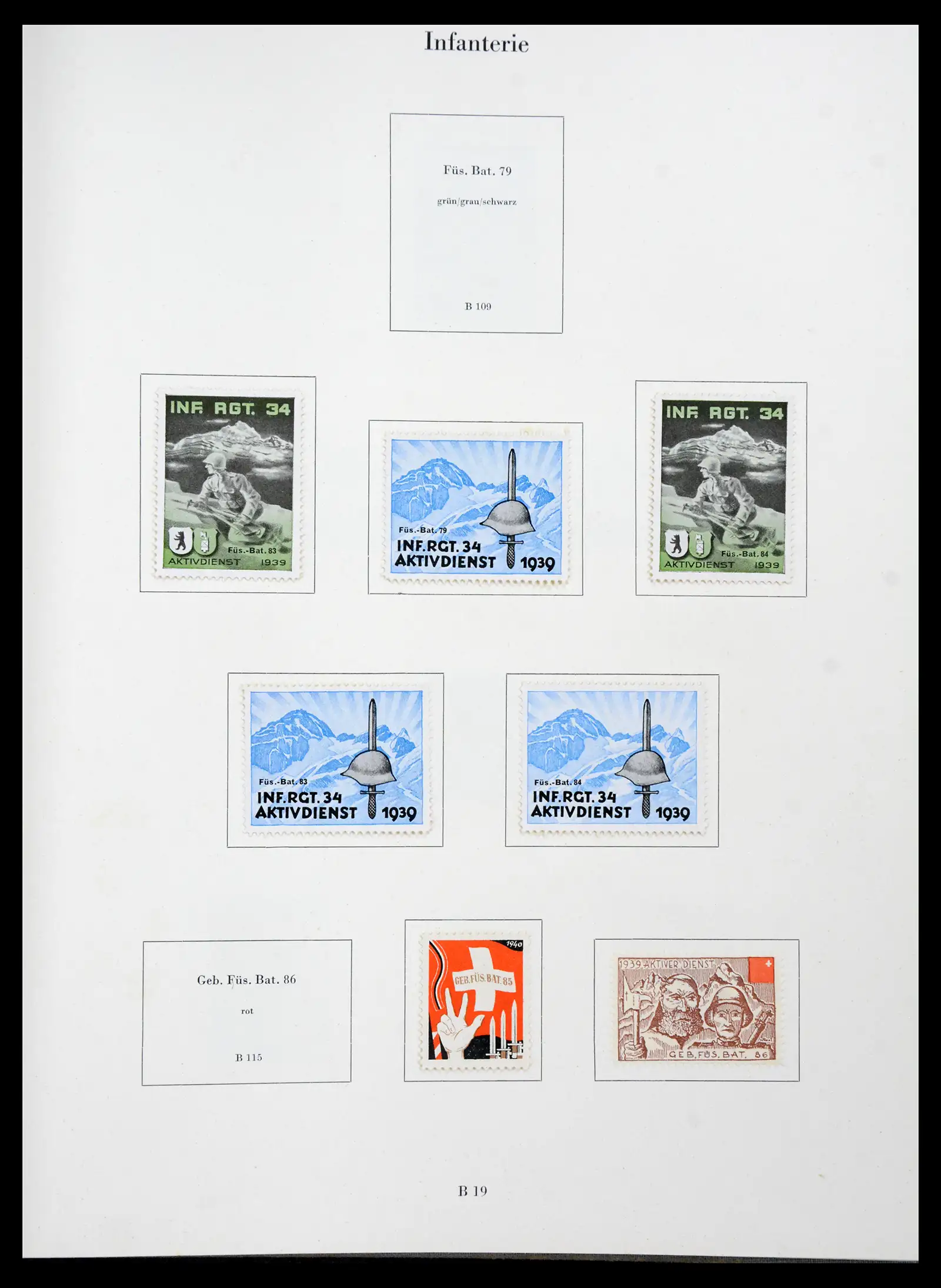 41339 0023 - Postzegelverzameling 41339 Zwitserland soldatenzegels 1939-1945.