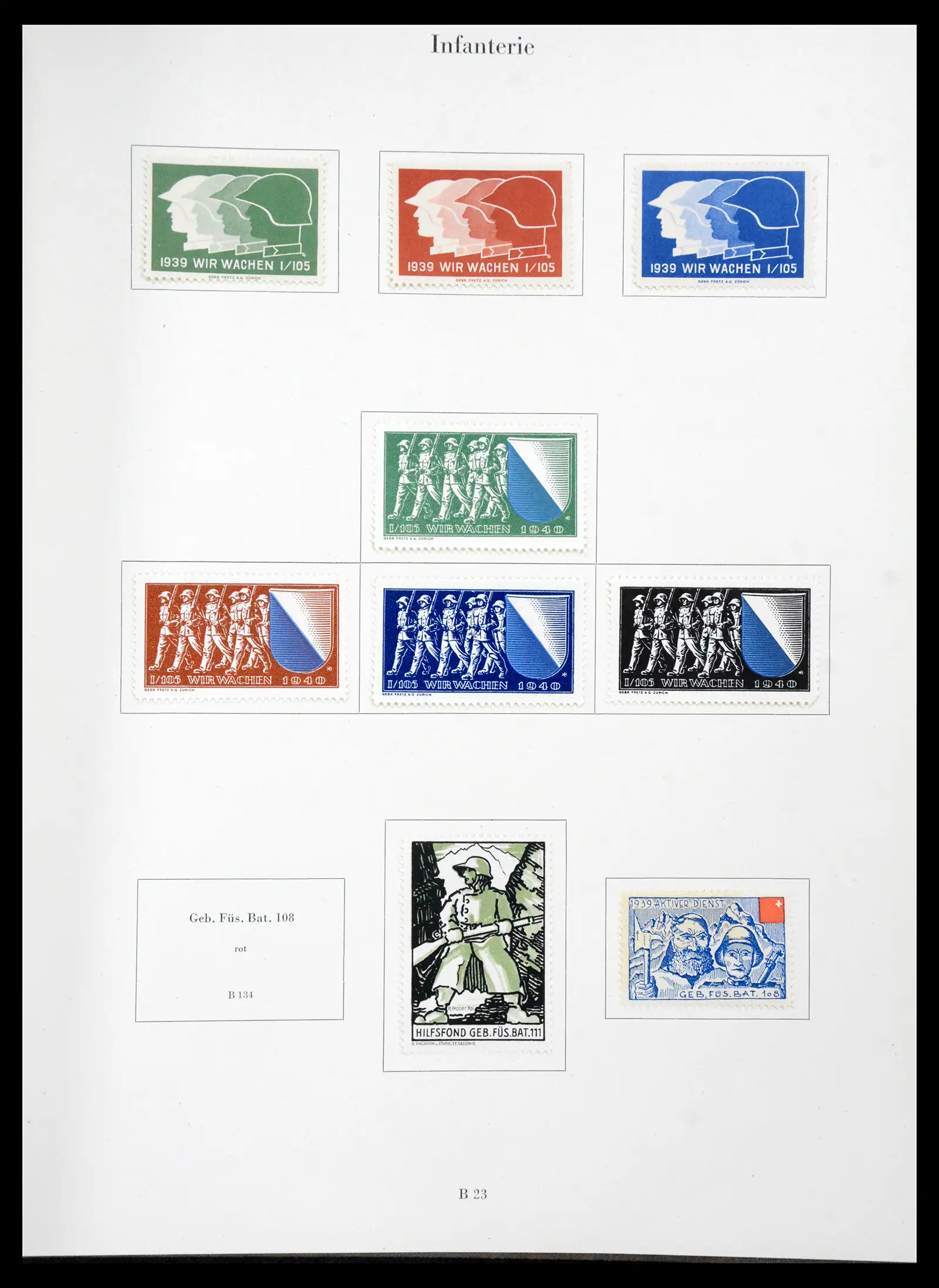 41339 0027 - Postzegelverzameling 41339 Zwitserland soldatenzegels 1939-1945.