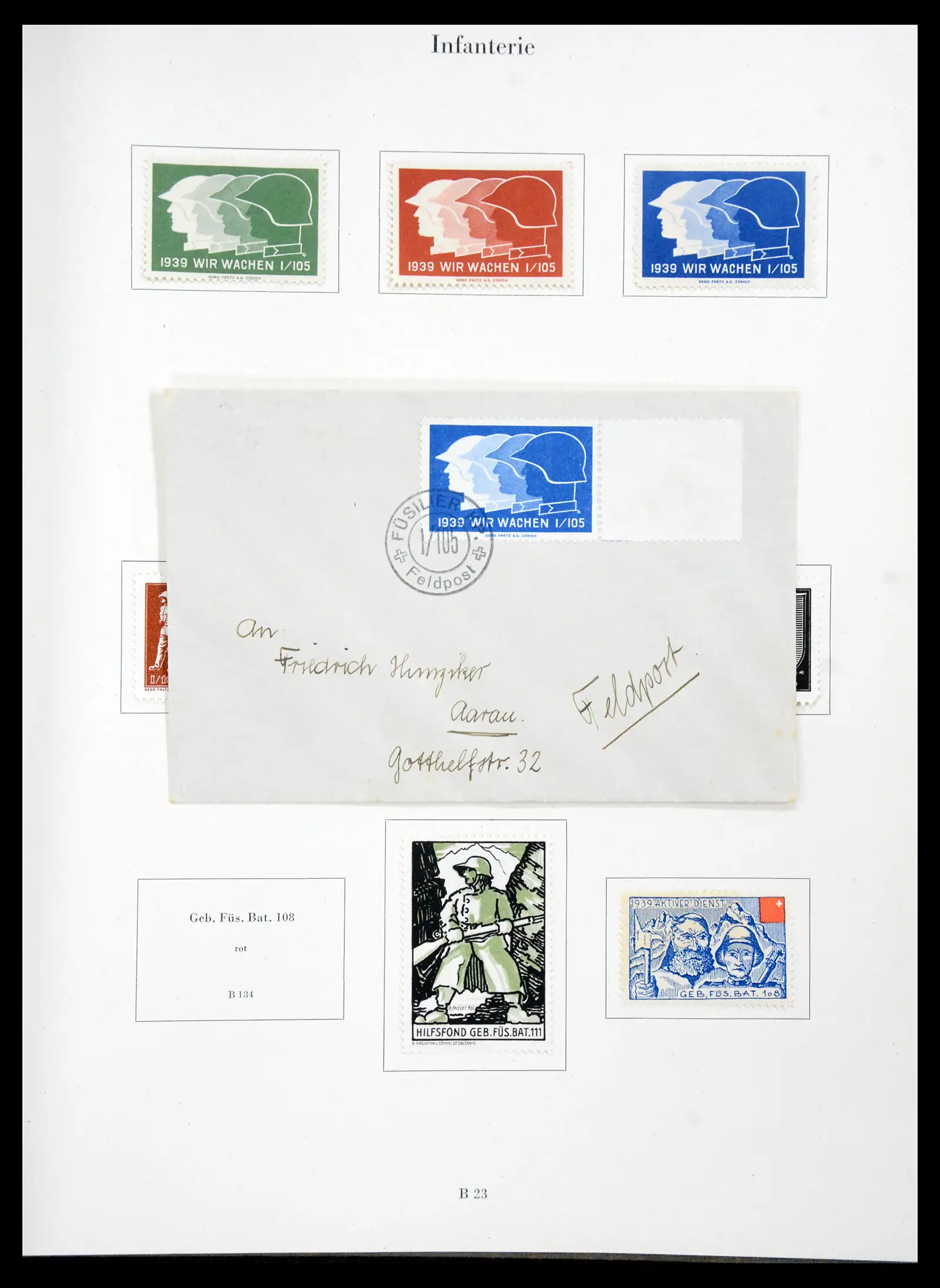 41339 0028 - Postzegelverzameling 41339 Zwitserland soldatenzegels 1939-1945.