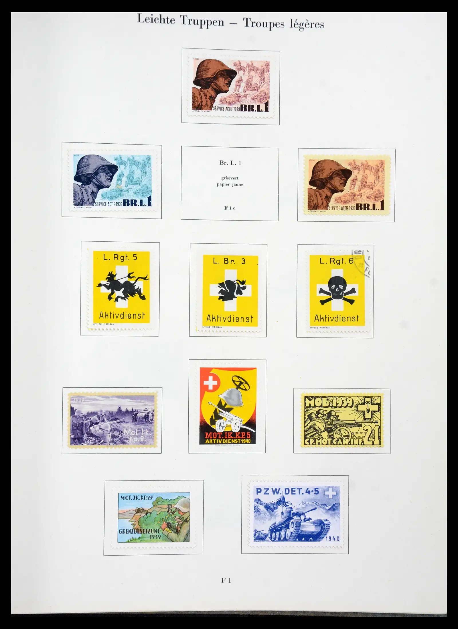 41339 0044 - Postzegelverzameling 41339 Zwitserland soldatenzegels 1939-1945.