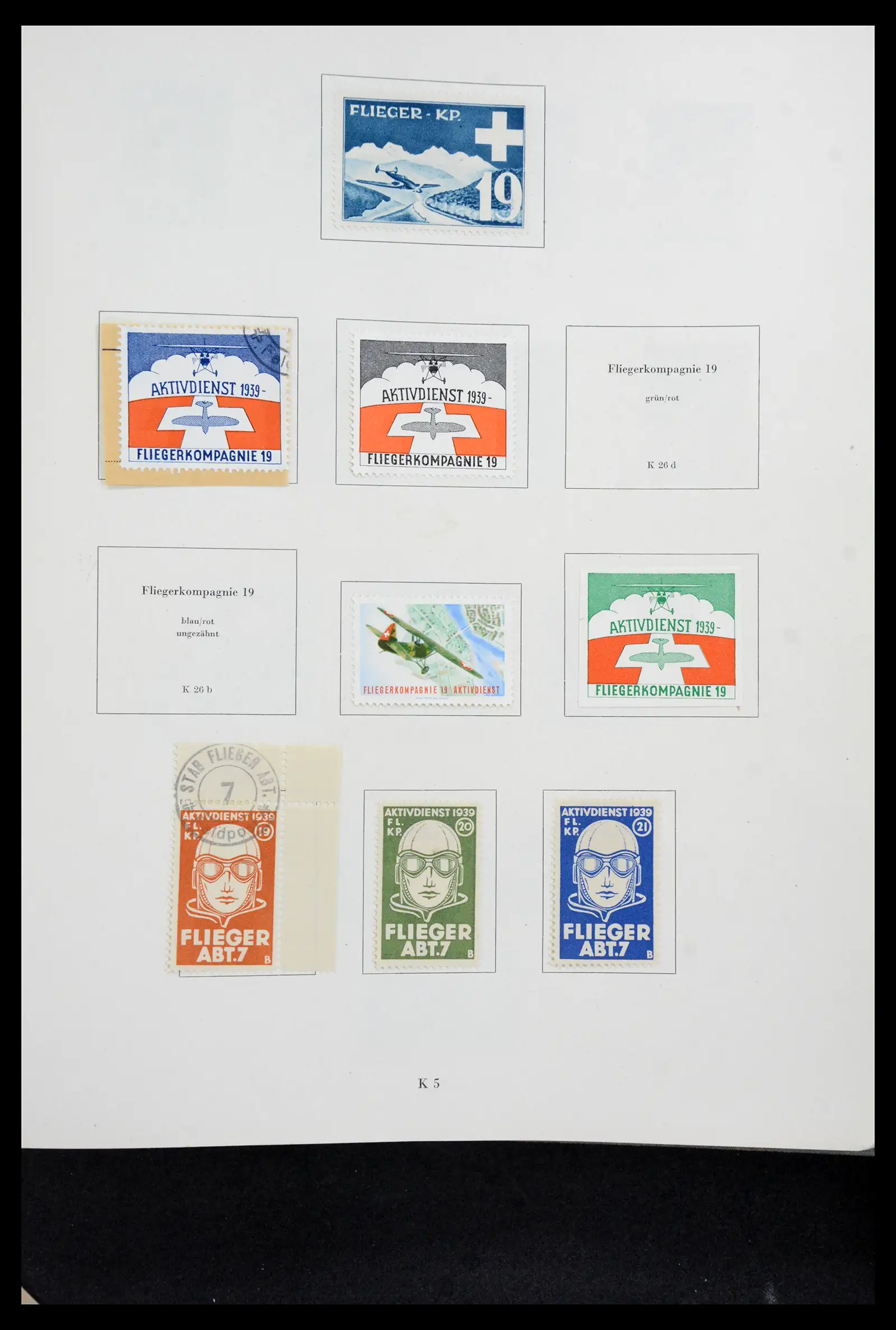 41339 0065 - Postzegelverzameling 41339 Zwitserland soldatenzegels 1939-1945.