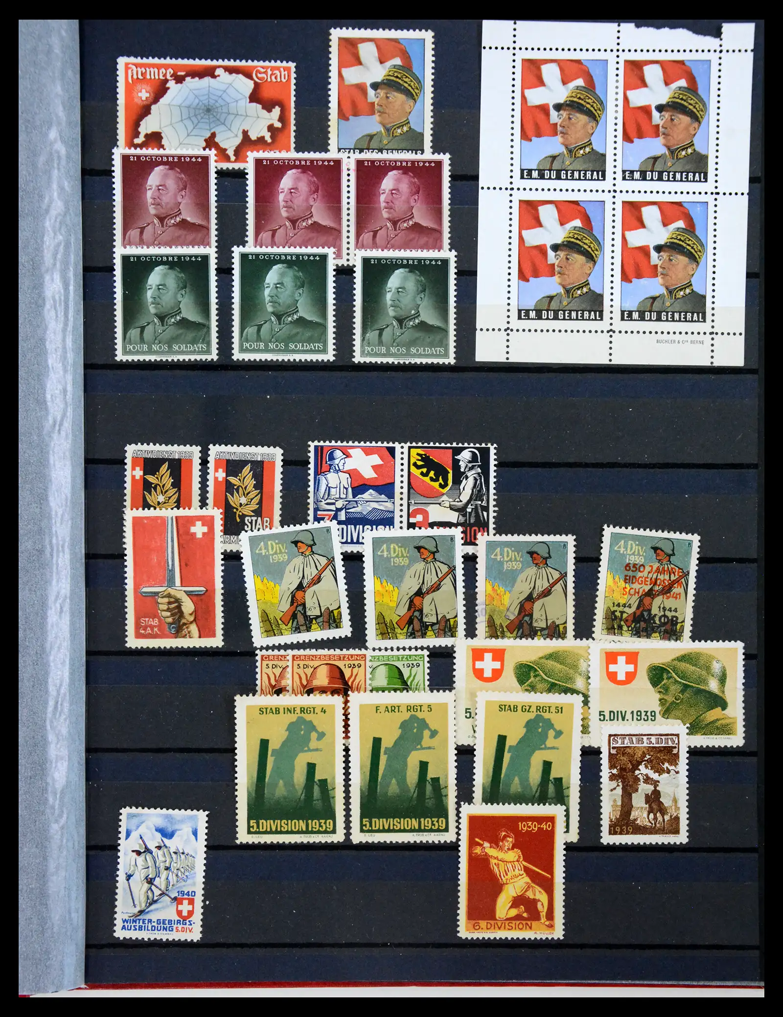 41339 0098 - Postzegelverzameling 41339 Zwitserland soldatenzegels 1939-1945.