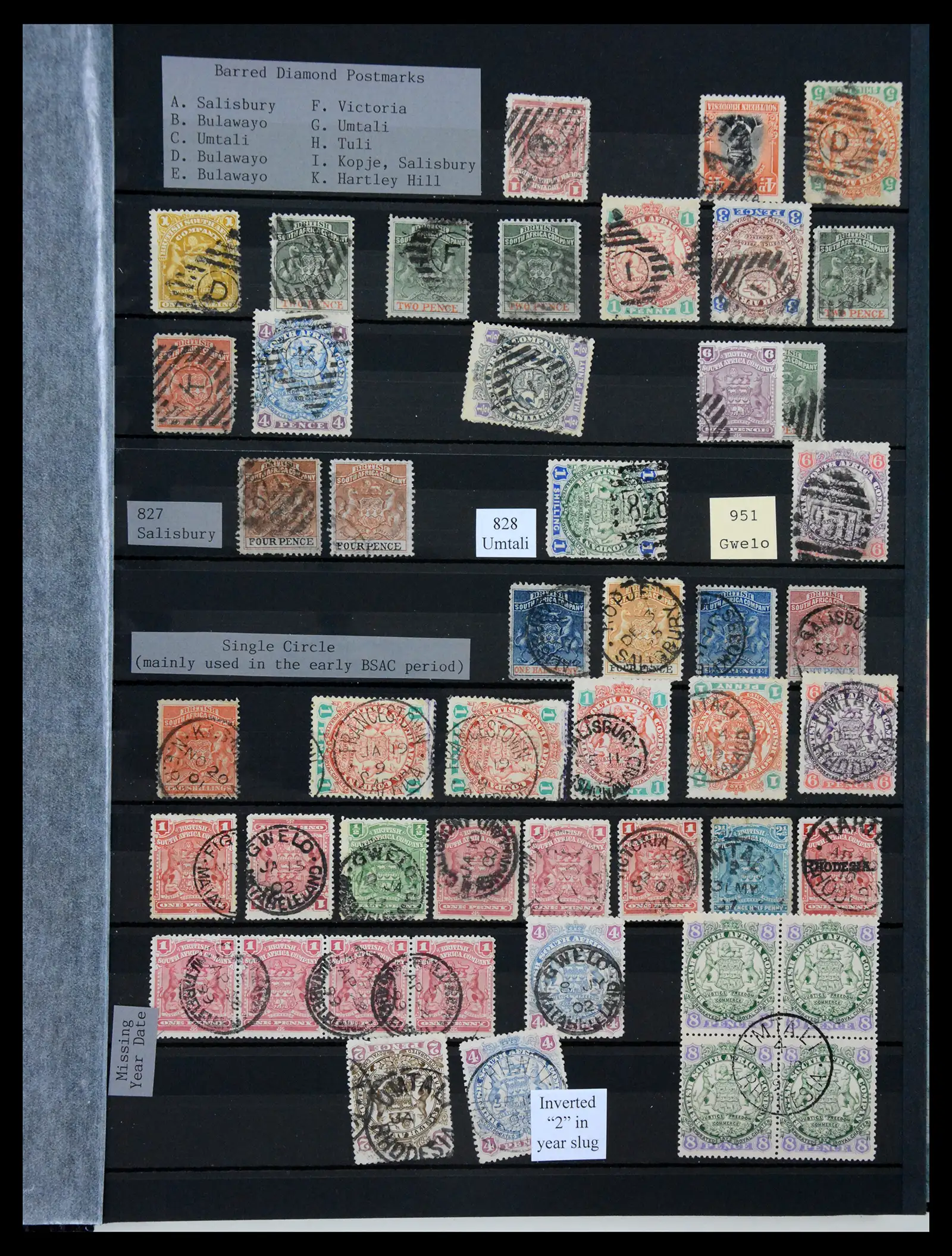 41346 0001 - Stamp collection 41346 Rhodesia cancellation collection 1900-1960.