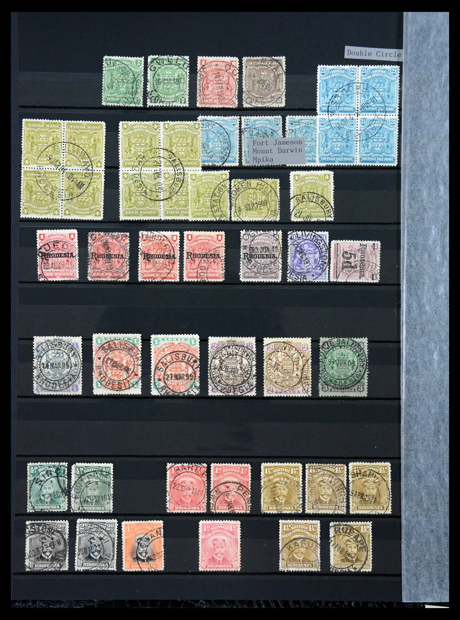 41346 0002 - Stamp collection 41346 Rhodesia cancellation collection 1900-1960.