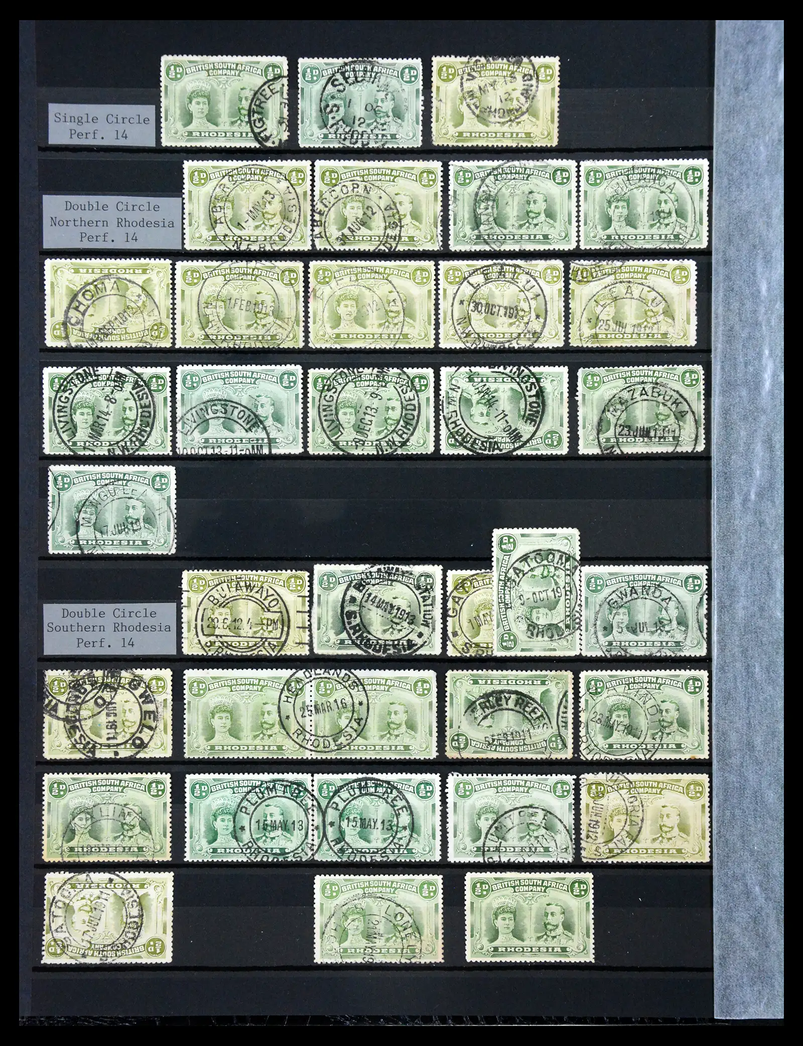 41346 0004 - Stamp collection 41346 Rhodesia cancellation collection 1900-1960.