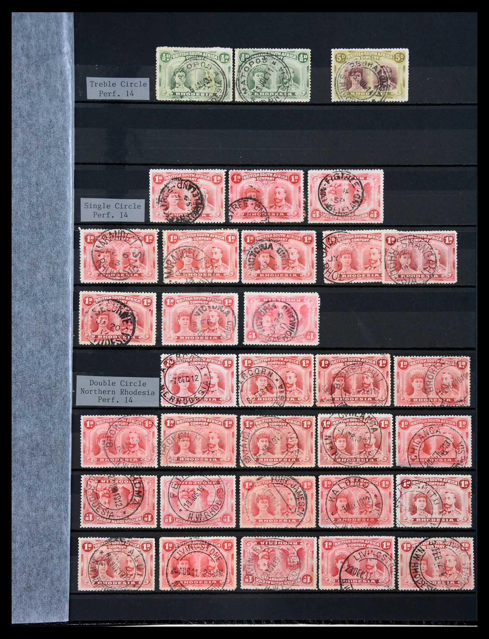 41346 0005 - Stamp collection 41346 Rhodesia cancellation collection 1900-1960.