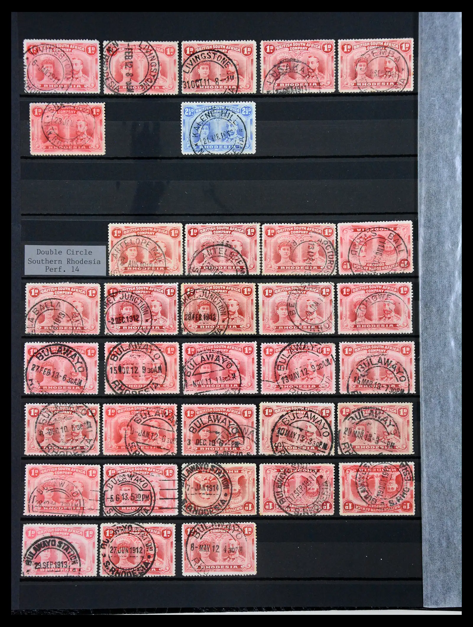 41346 0006 - Stamp collection 41346 Rhodesia cancellation collection 1900-1960.