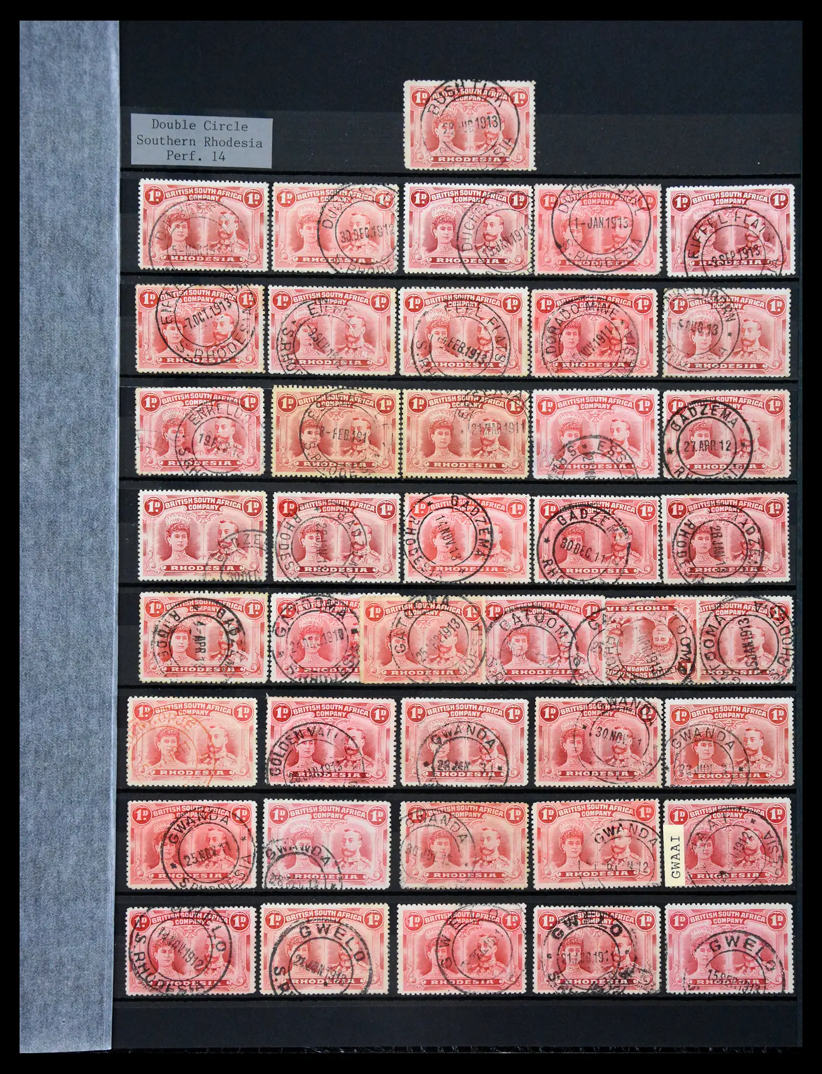 41346 0007 - Stamp collection 41346 Rhodesia cancellation collection 1900-1960.