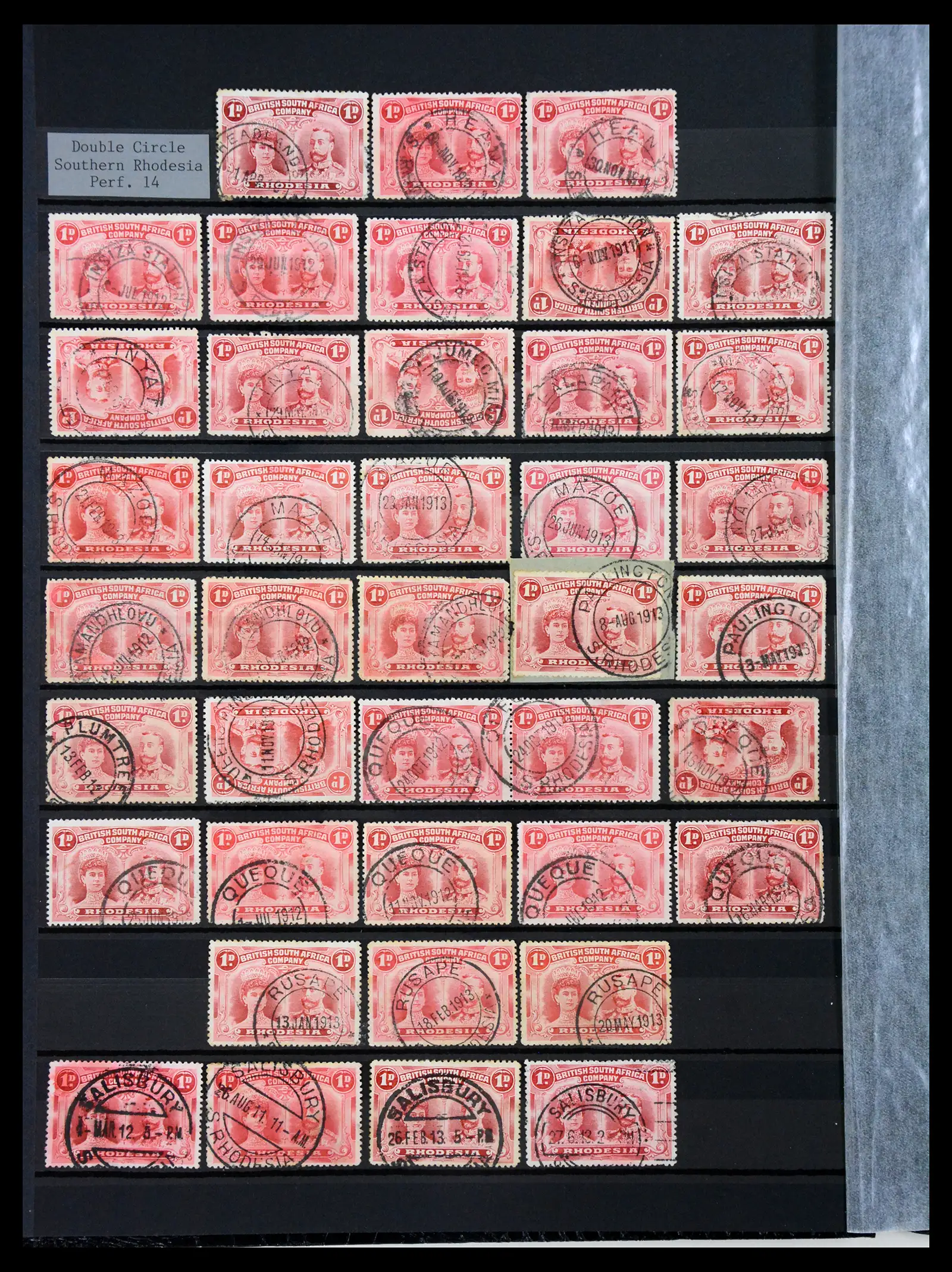 41346 0008 - Stamp collection 41346 Rhodesia cancellation collection 1900-1960.