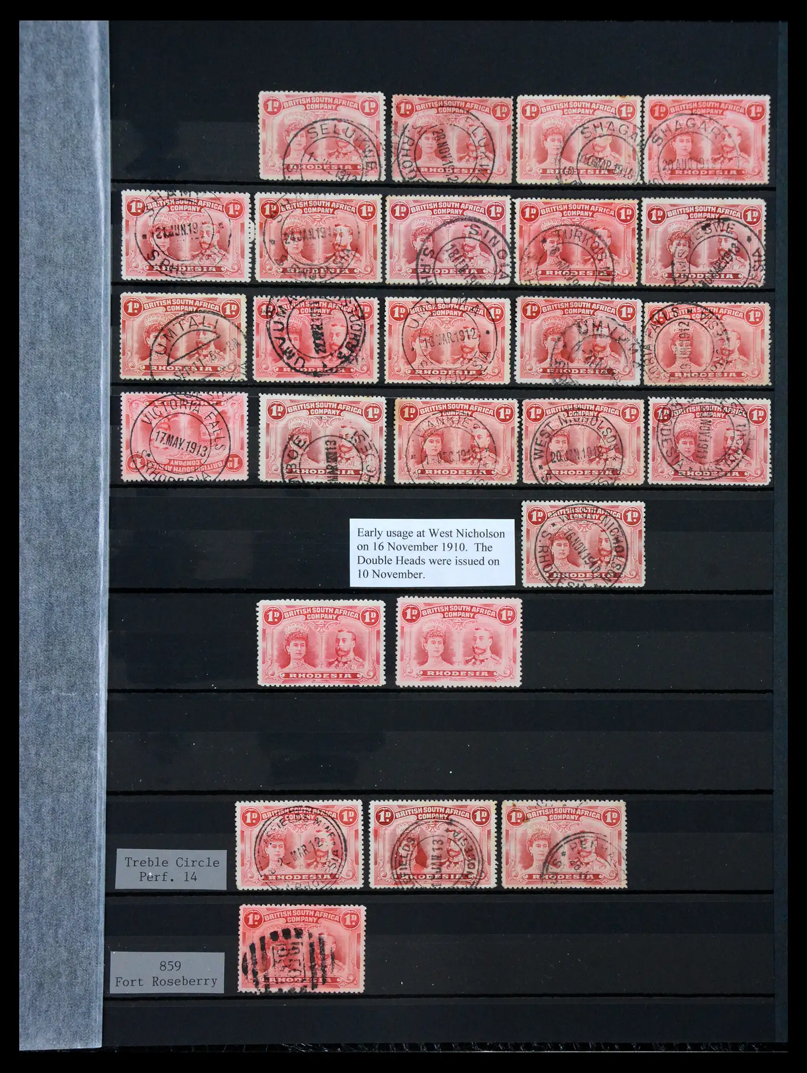 41346 0009 - Stamp collection 41346 Rhodesia cancellation collection 1900-1960.