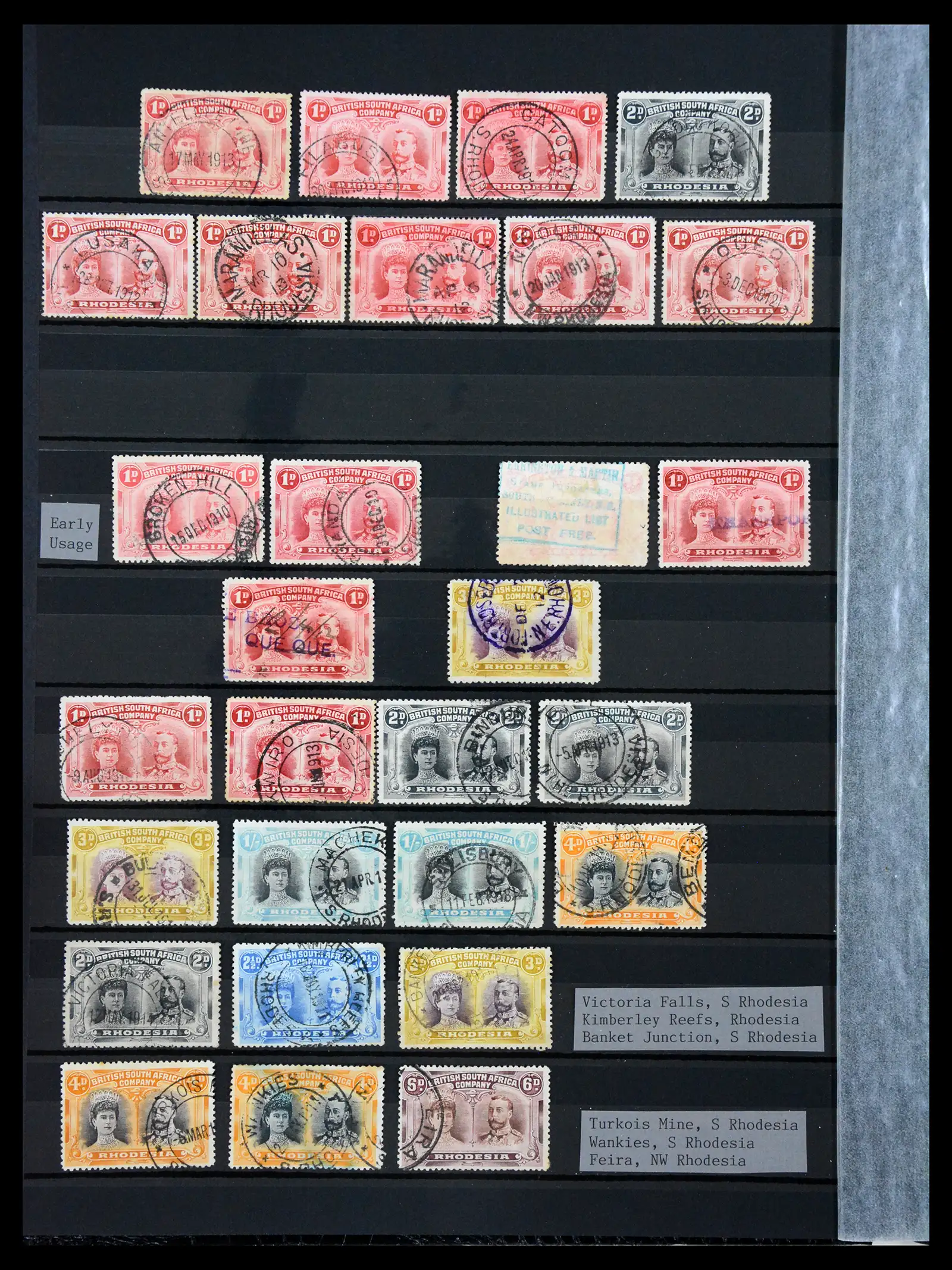 41346 0010 - Stamp collection 41346 Rhodesia cancellation collection 1900-1960.