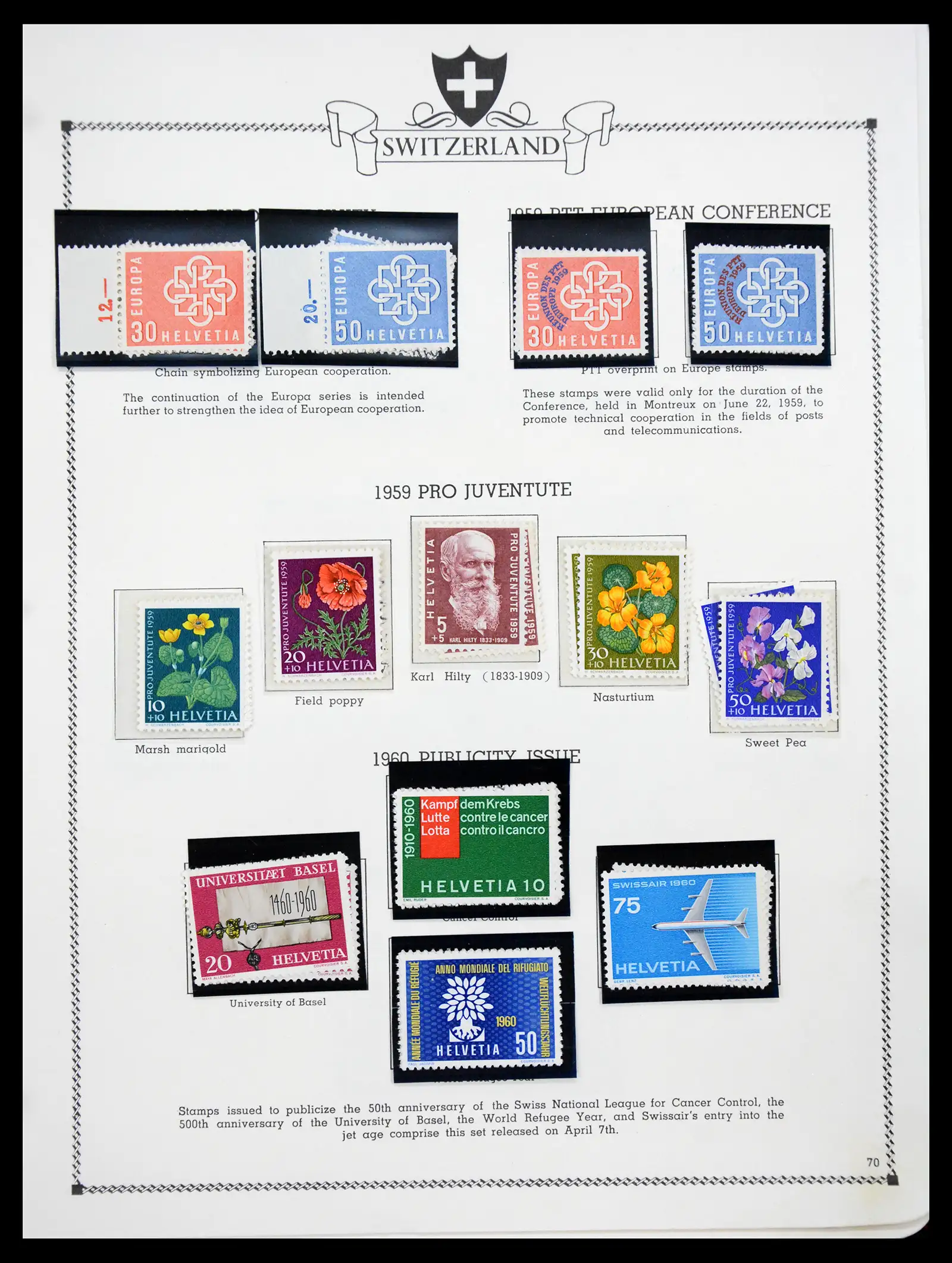 41464 0070 - Postzegelverzameling 41464 Zwitserland 1850-1979.