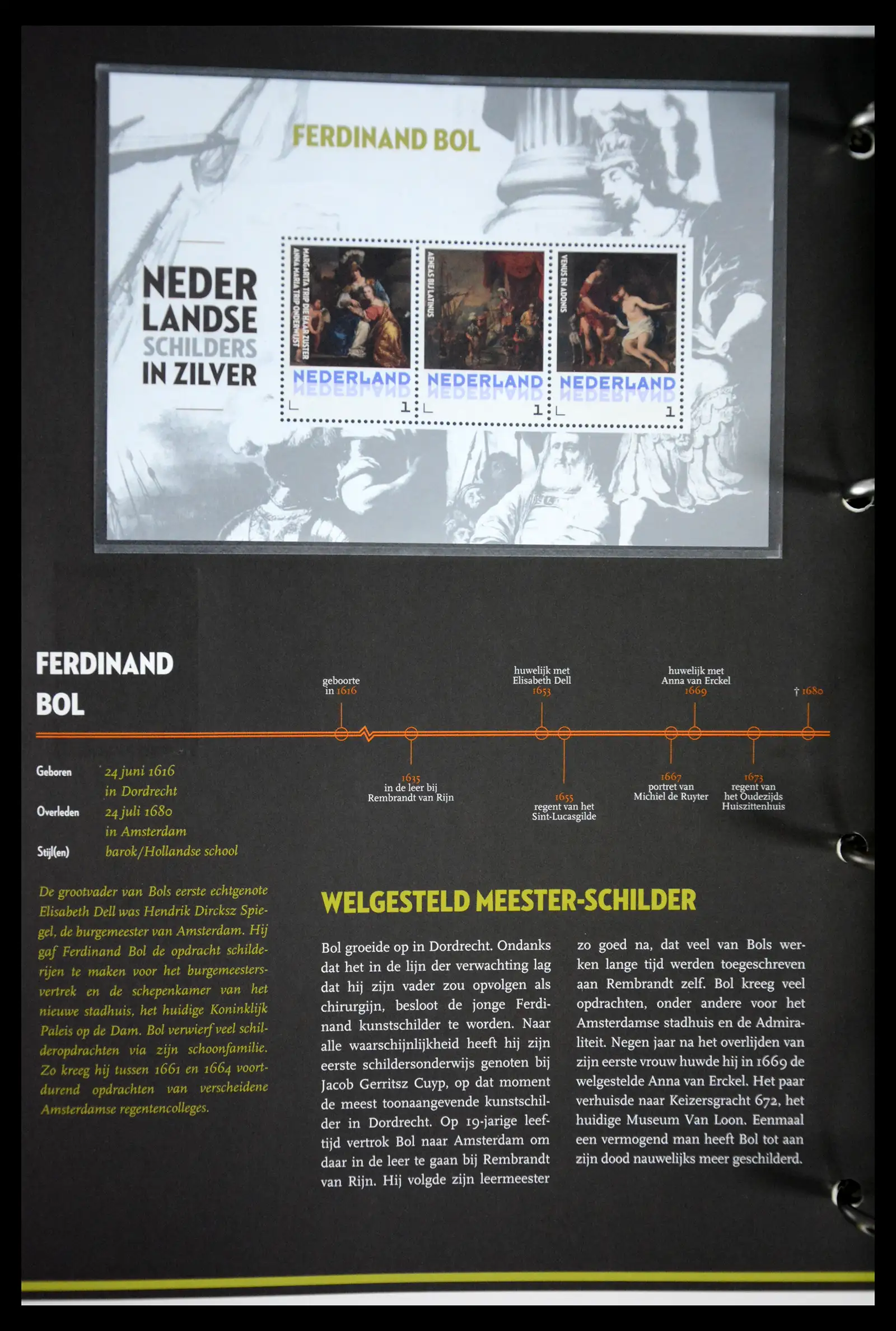 41512 0010 - Stamp collection 41512 Dutch painters in silver.