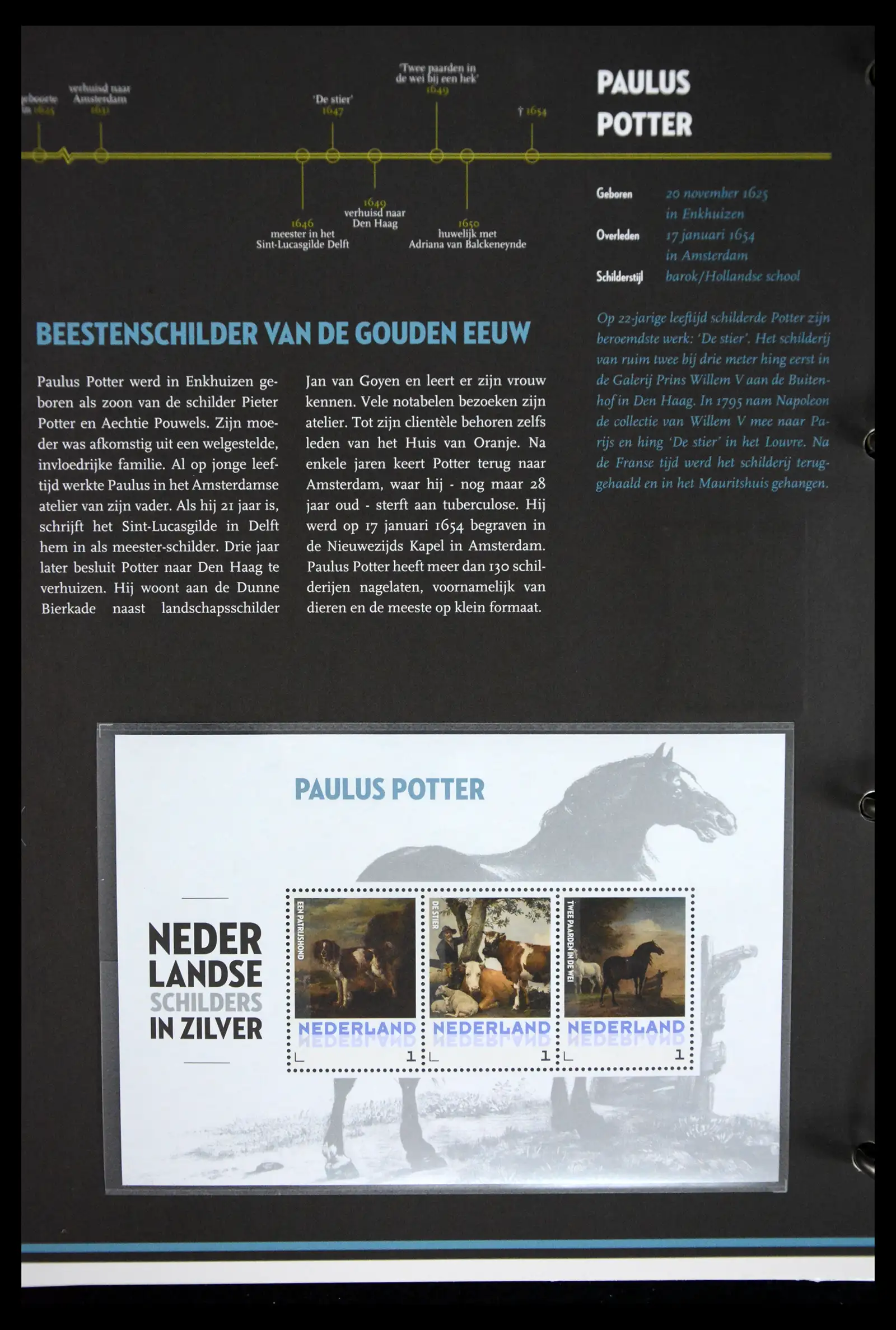 41512 0040 - Stamp collection 41512 Dutch painters in silver.