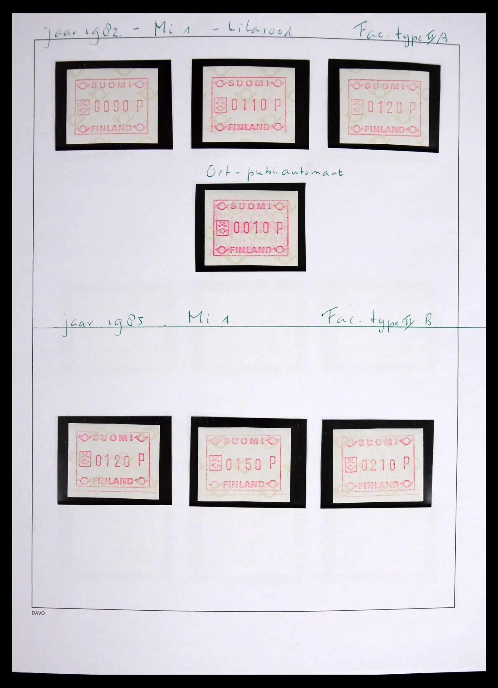 41562 0001 - Stamp collection 41562 Finland machine vending stamps 1982-2003.