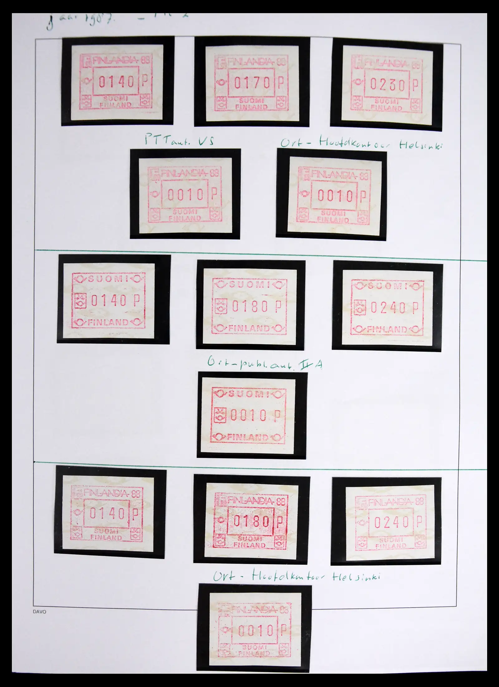 41562 0003 - Stamp collection 41562 Finland machine vending stamps 1982-2003.