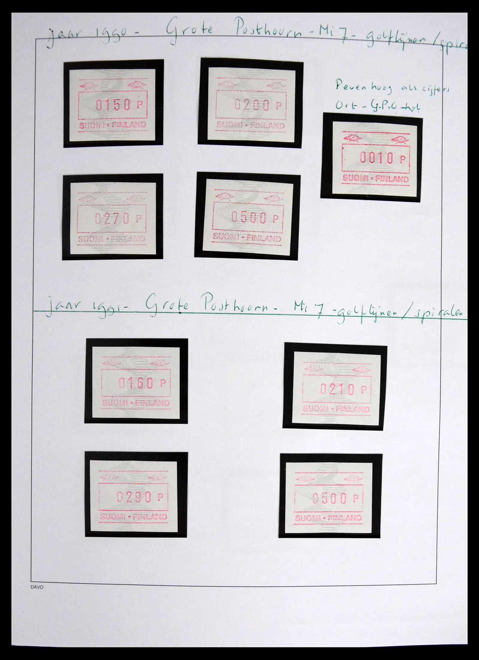 41562 0005 - Stamp collection 41562 Finland machine vending stamps 1982-2003.