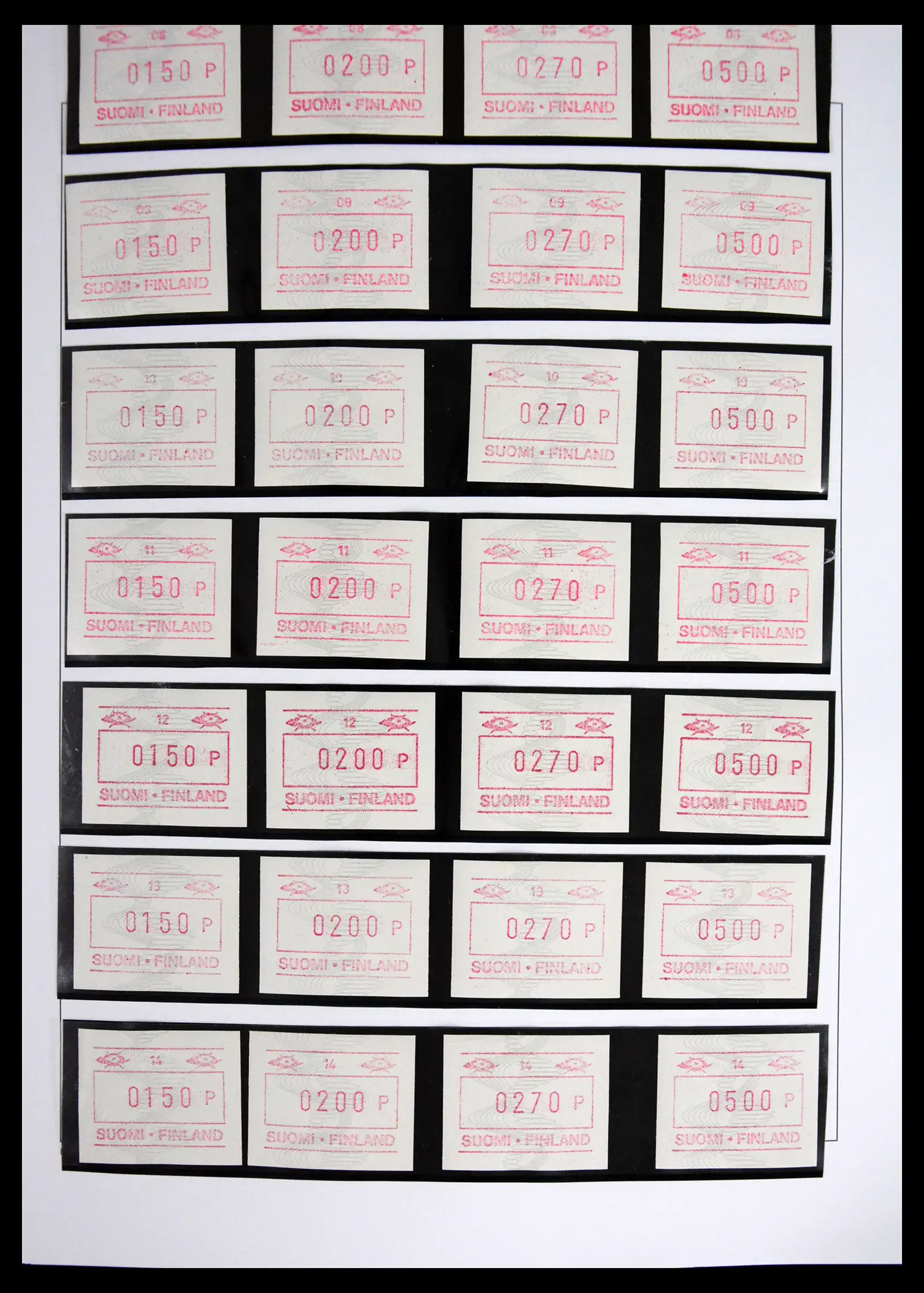 41562 0008 - Stamp collection 41562 Finland machine vending stamps 1982-2003.