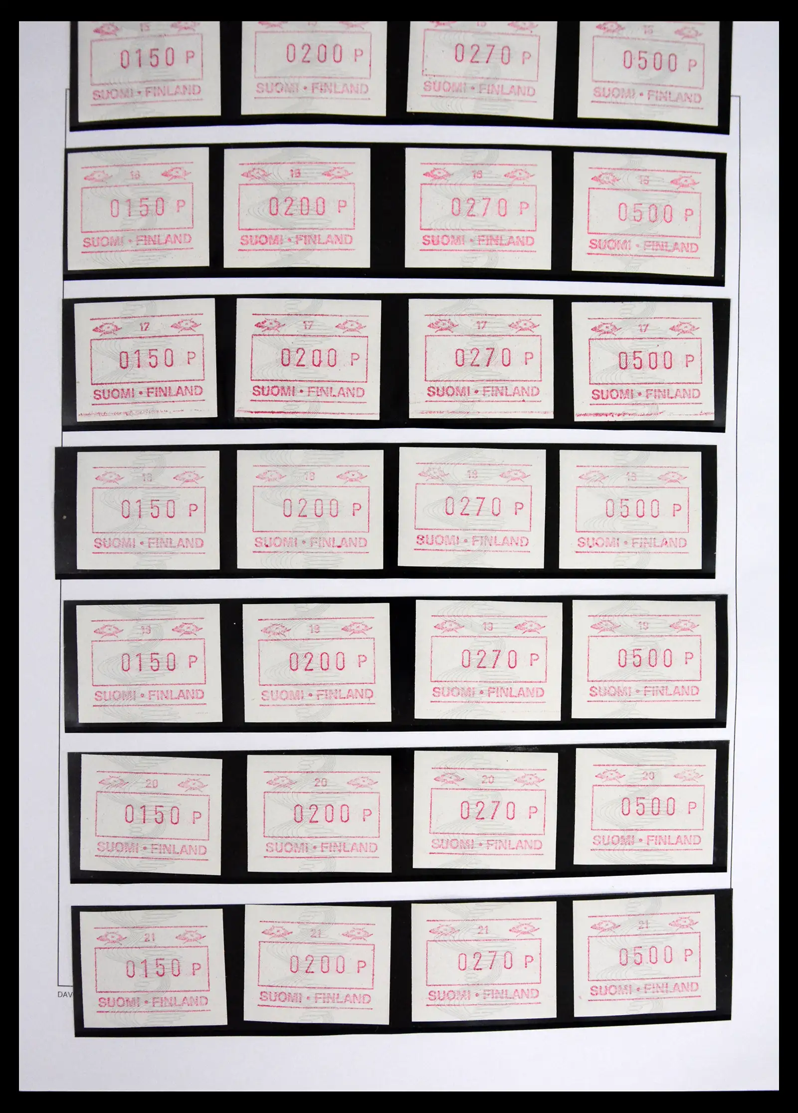 41562 0009 - Stamp collection 41562 Finland machine vending stamps 1982-2003.