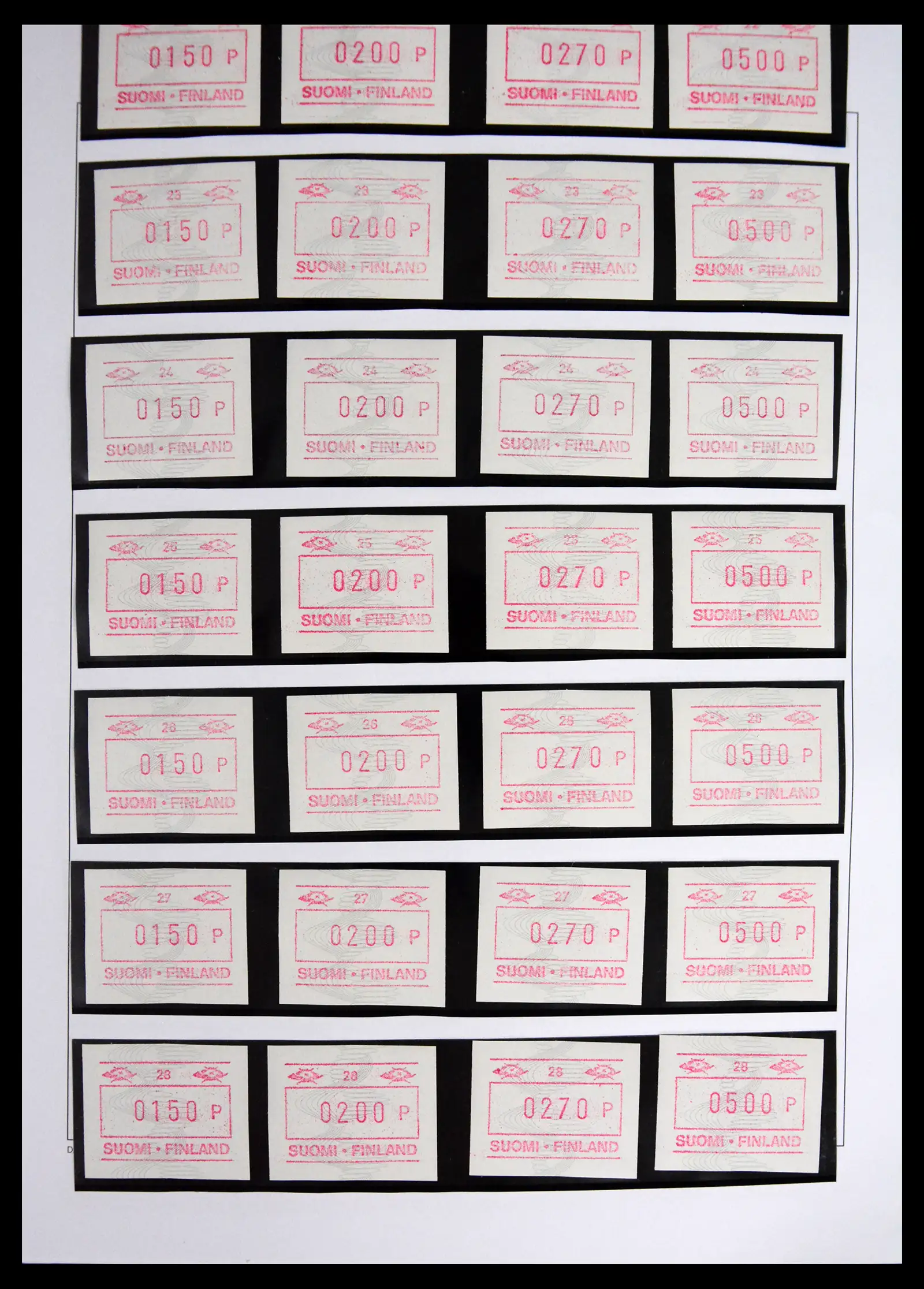 41562 0010 - Stamp collection 41562 Finland machine vending stamps 1982-2003.