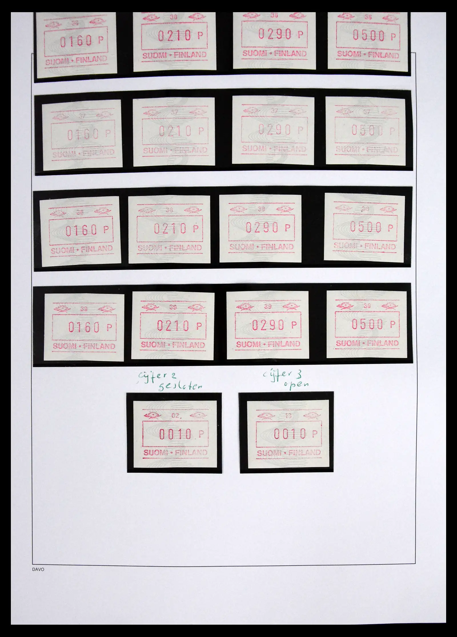41562 0012 - Stamp collection 41562 Finland machine vending stamps 1982-2003.