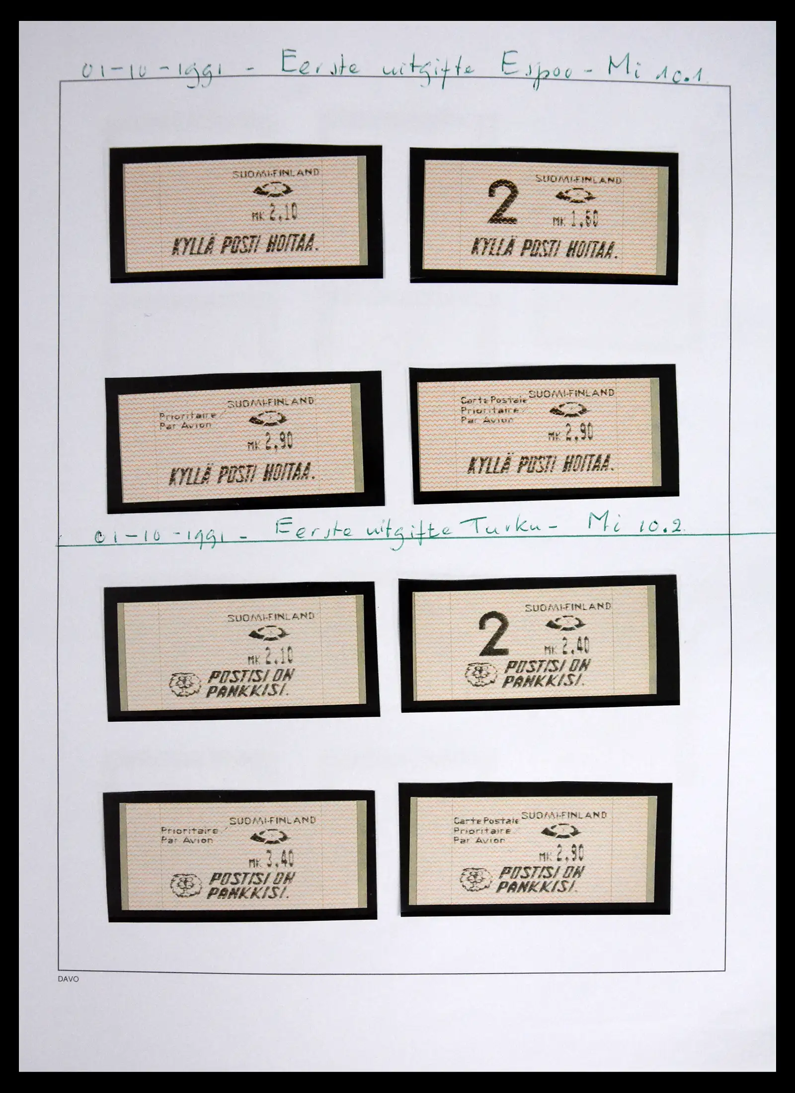 41562 0013 - Stamp collection 41562 Finland machine vending stamps 1982-2003.