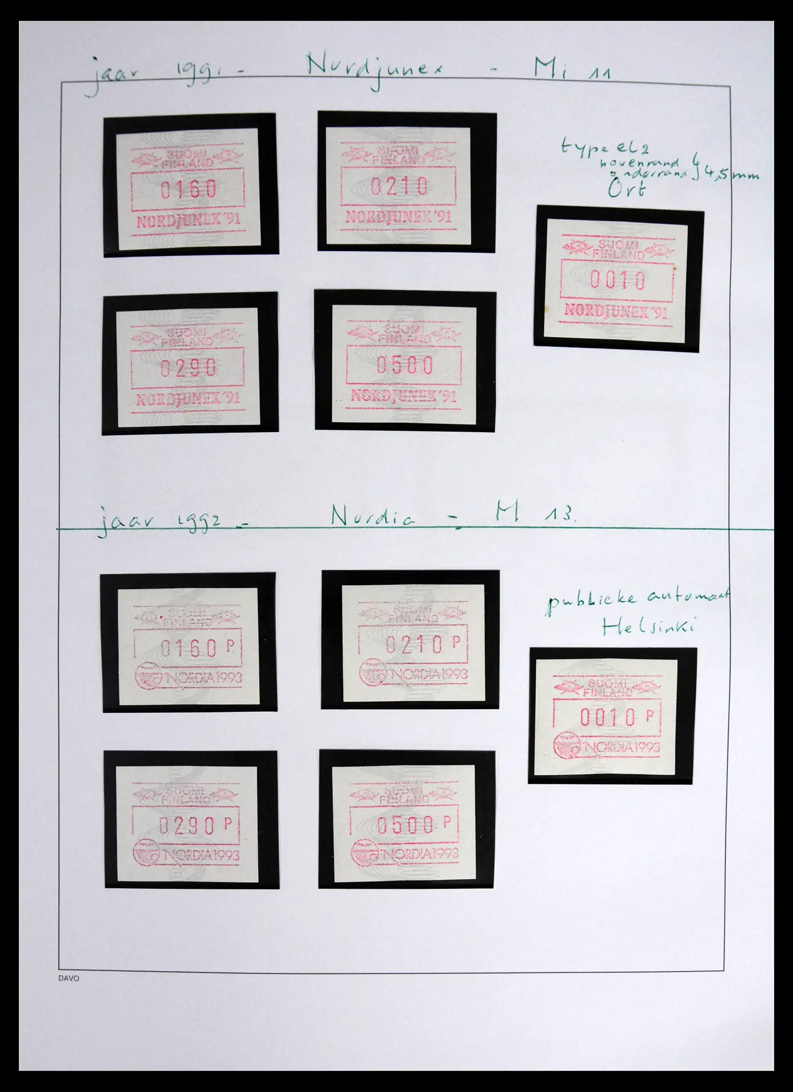 41562 0014 - Stamp collection 41562 Finland machine vending stamps 1982-2003.