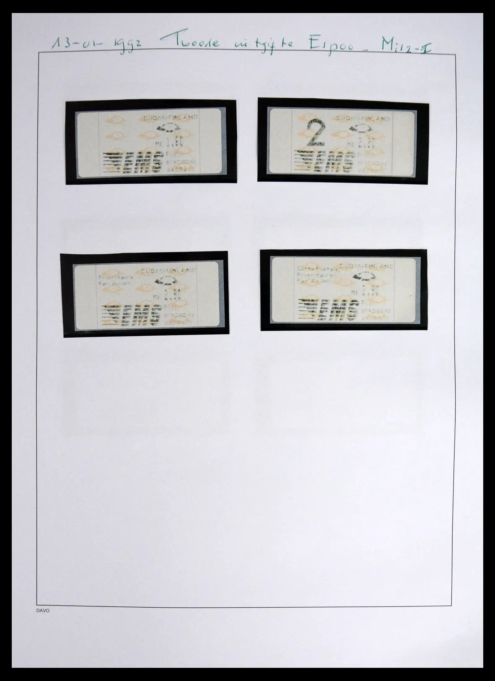 41562 0015 - Stamp collection 41562 Finland machine vending stamps 1982-2003.