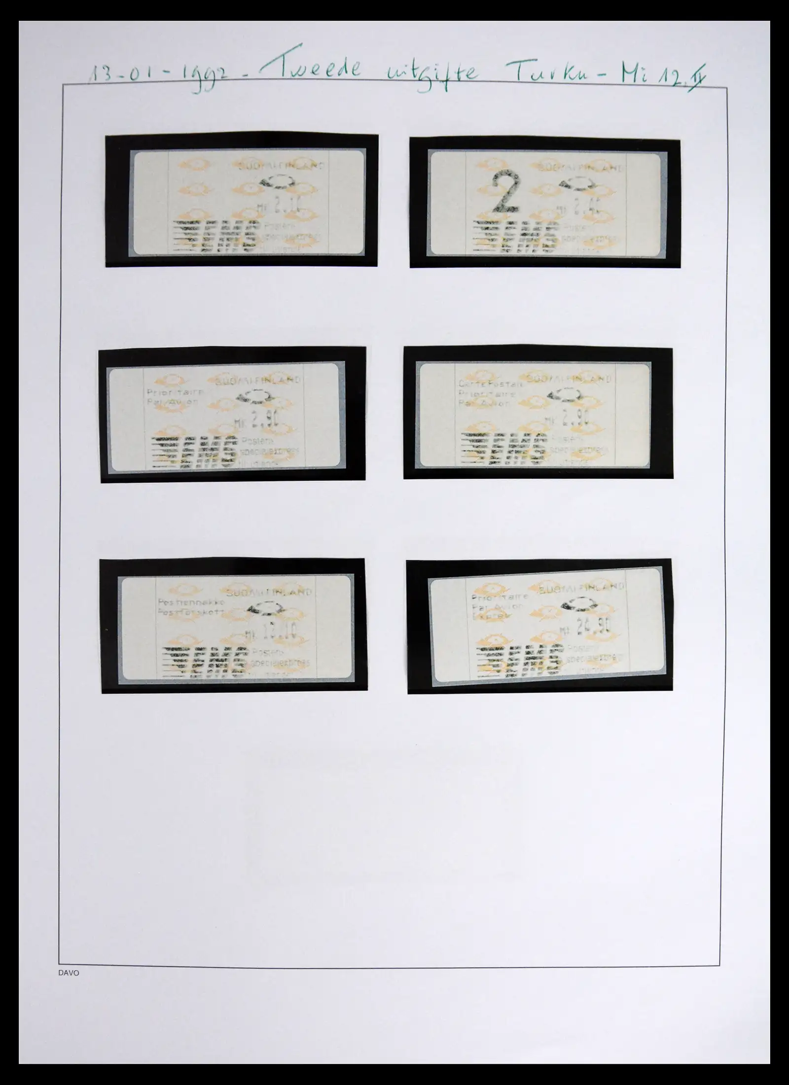 41562 0016 - Stamp collection 41562 Finland machine vending stamps 1982-2003.