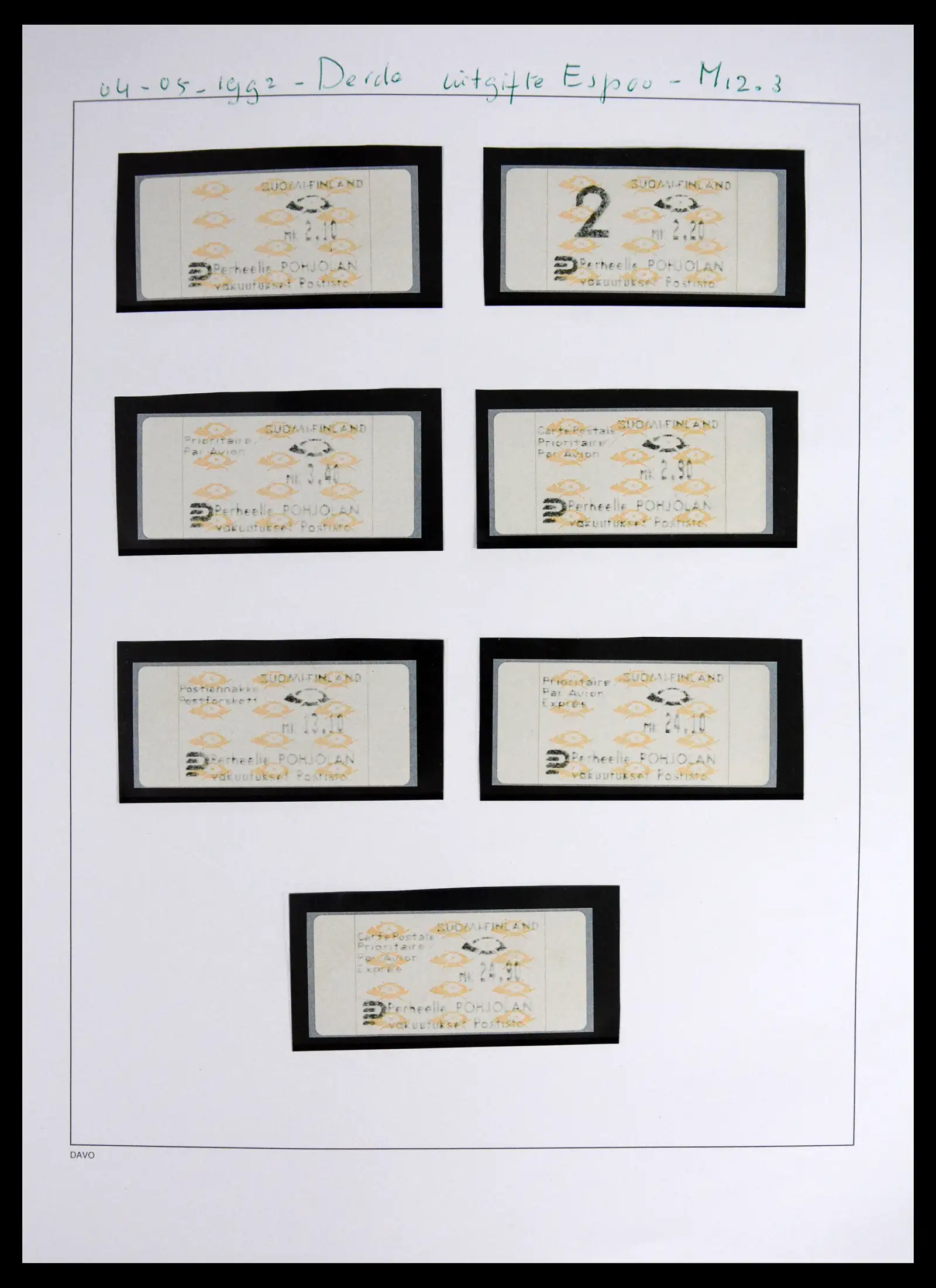 41562 0017 - Stamp collection 41562 Finland machine vending stamps 1982-2003.