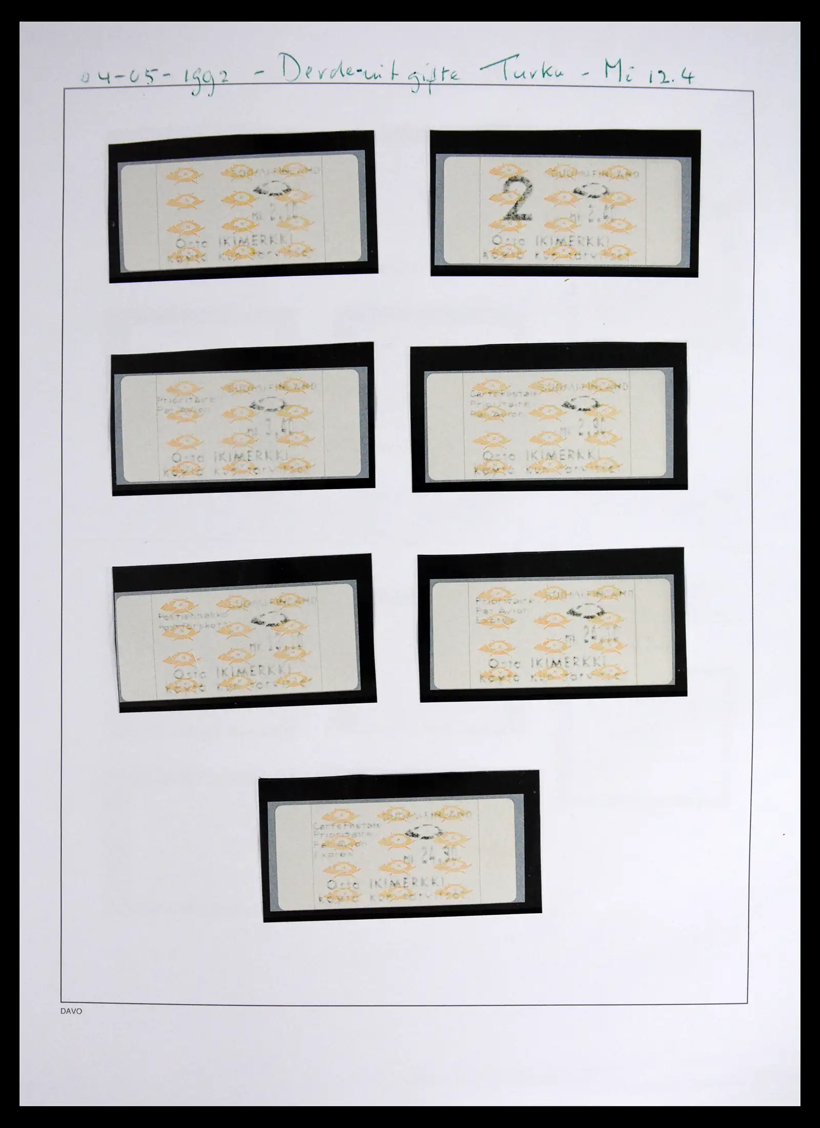 41562 0018 - Stamp collection 41562 Finland machine vending stamps 1982-2003.