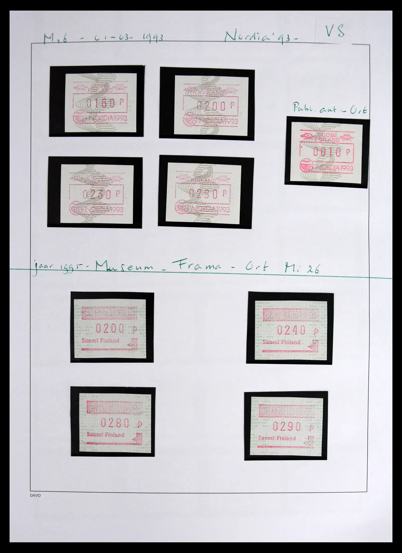 41562 0020 - Stamp collection 41562 Finland machine vending stamps 1982-2003.