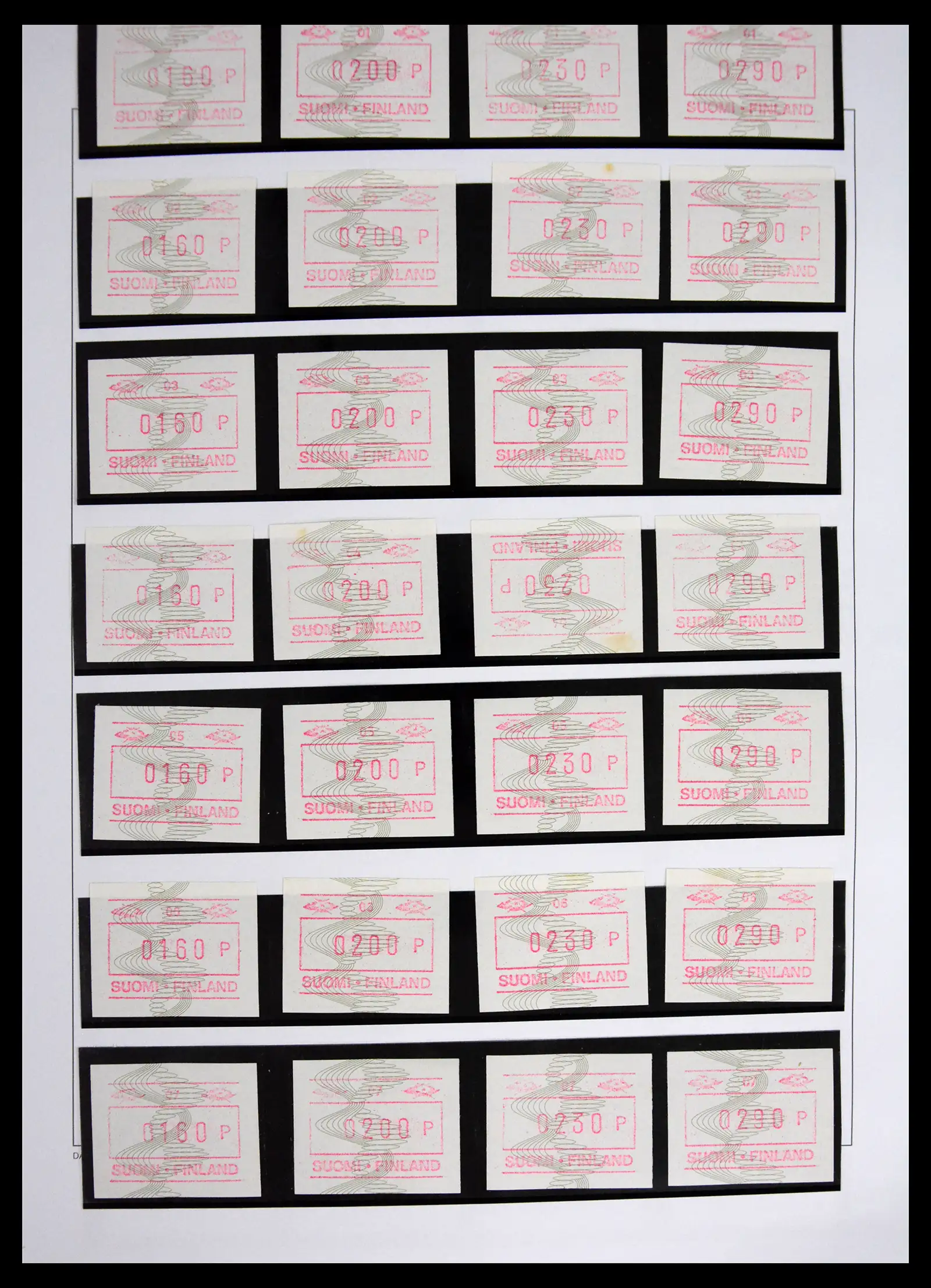 41562 0021 - Stamp collection 41562 Finland machine vending stamps 1982-2003.