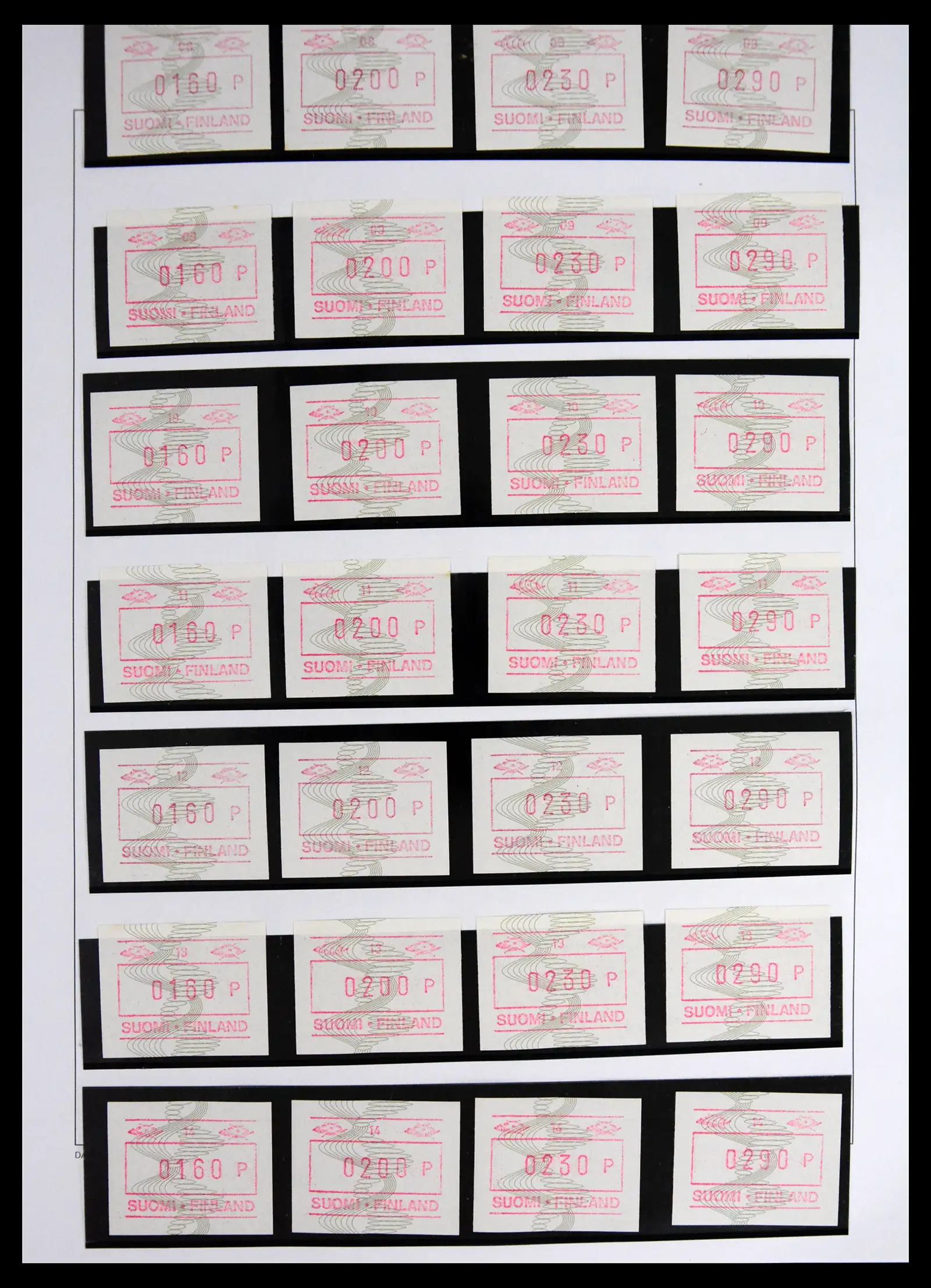 41562 0022 - Stamp collection 41562 Finland machine vending stamps 1982-2003.