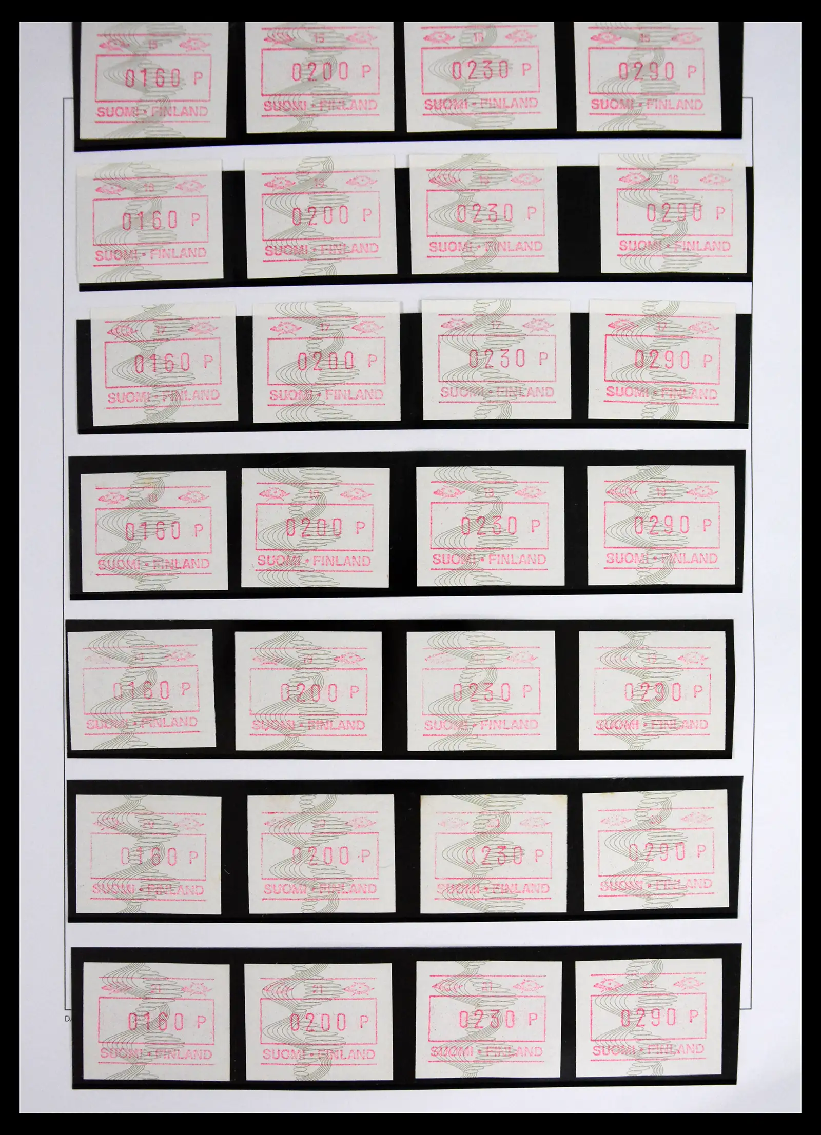 41562 0023 - Stamp collection 41562 Finland machine vending stamps 1982-2003.