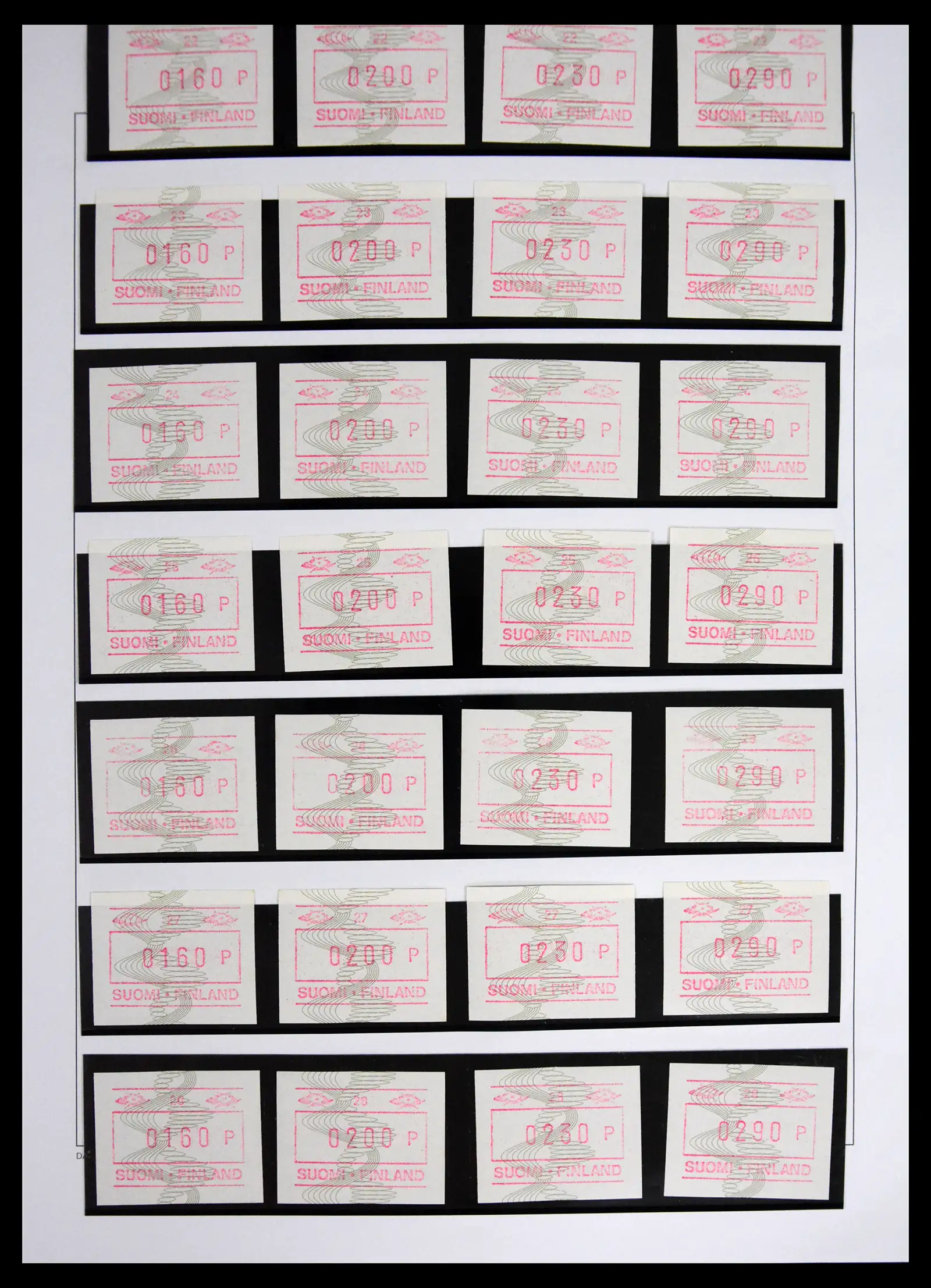 41562 0024 - Stamp collection 41562 Finland machine vending stamps 1982-2003.