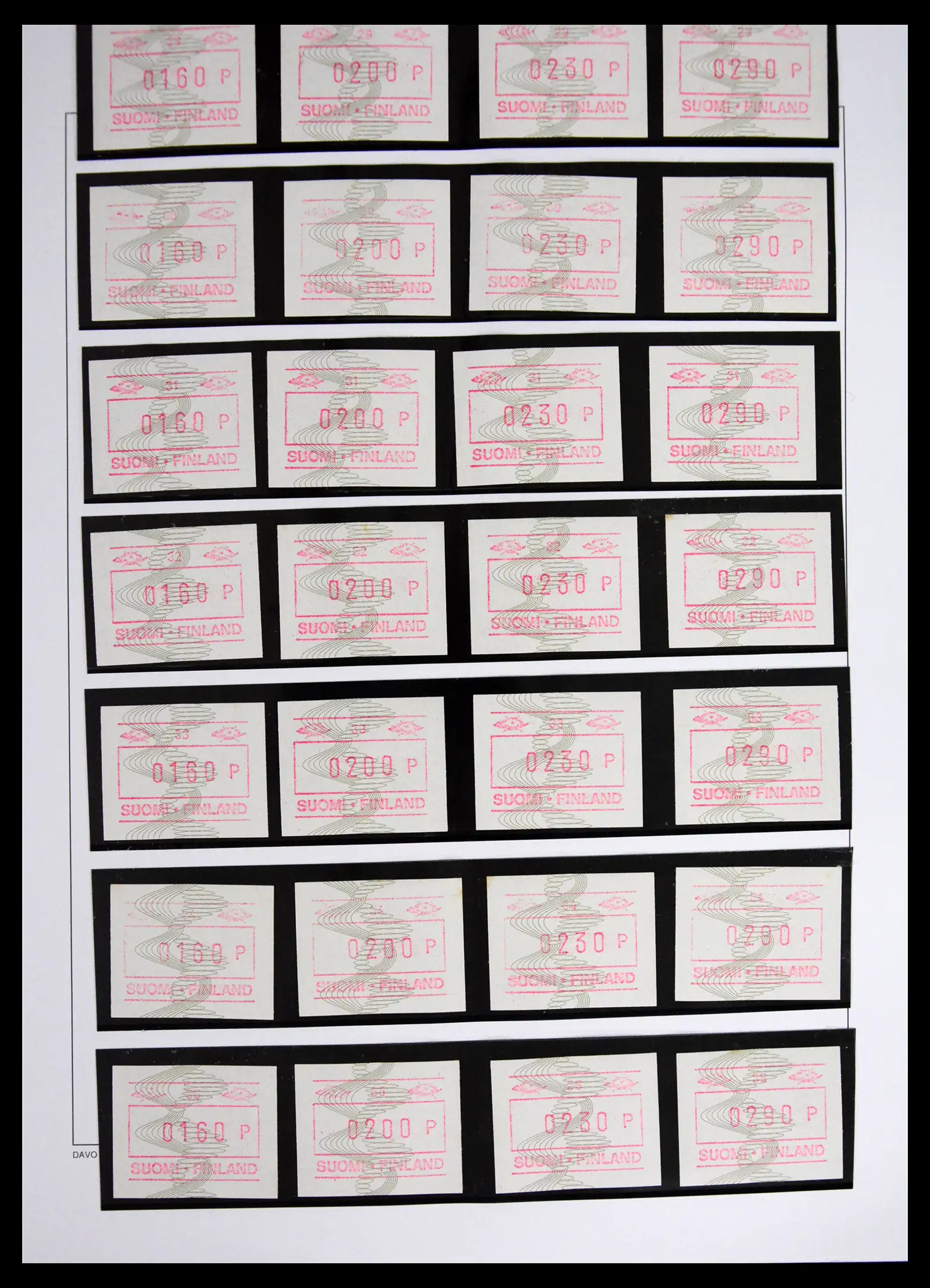 41562 0025 - Stamp collection 41562 Finland machine vending stamps 1982-2003.