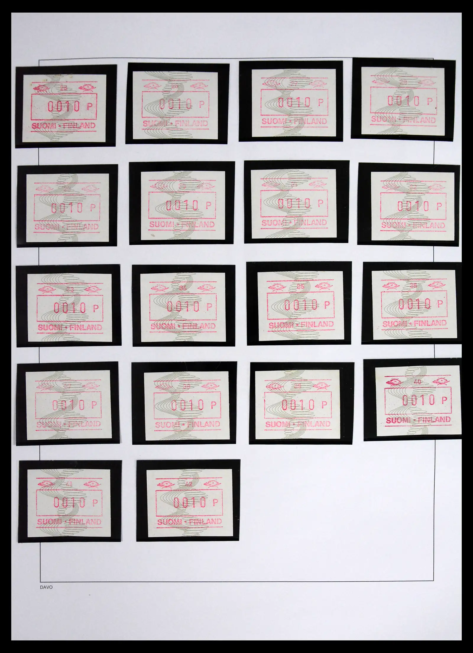 41562 0028 - Stamp collection 41562 Finland machine vending stamps 1982-2003.
