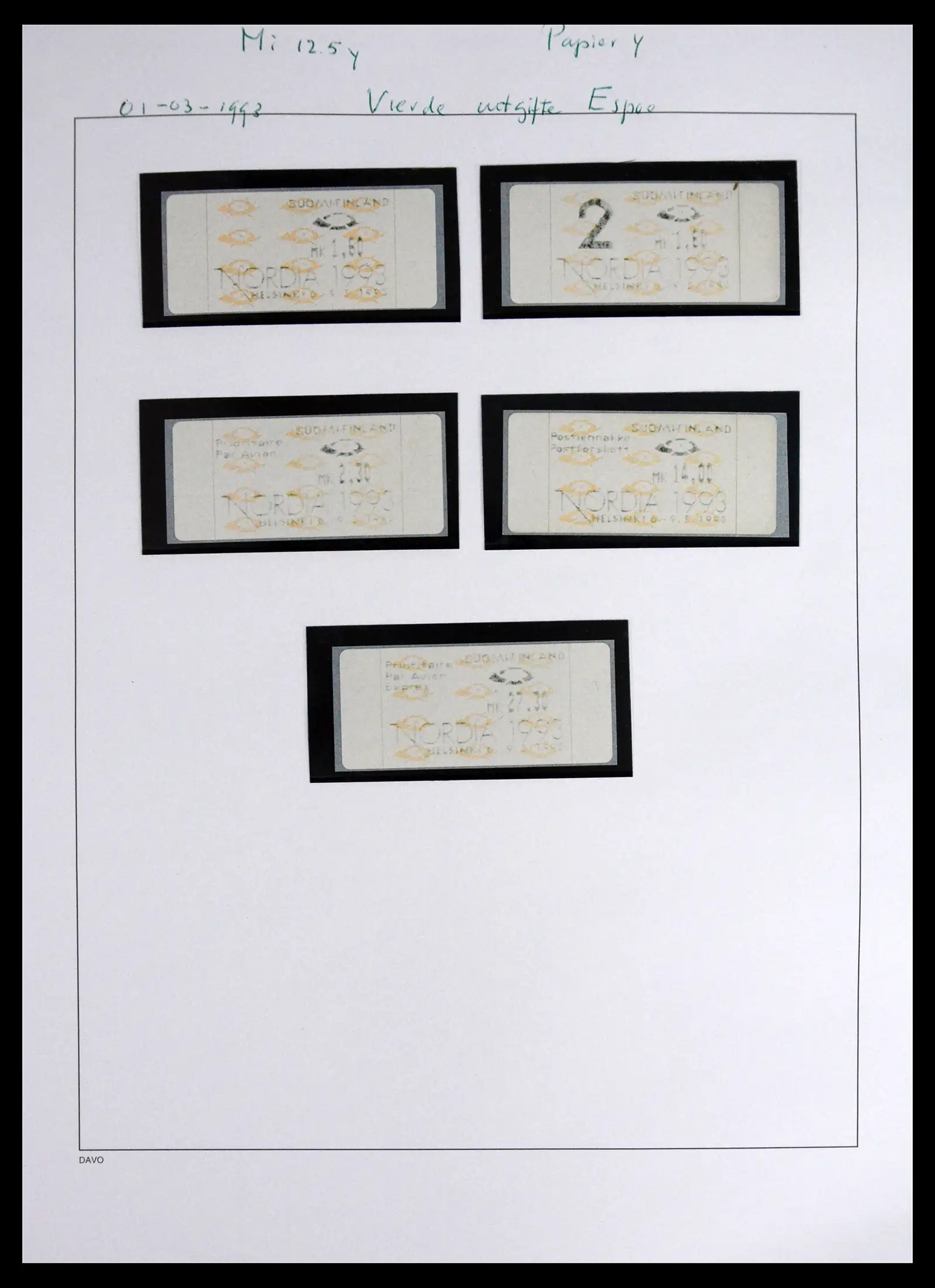 41562 0029 - Stamp collection 41562 Finland machine vending stamps 1982-2003.