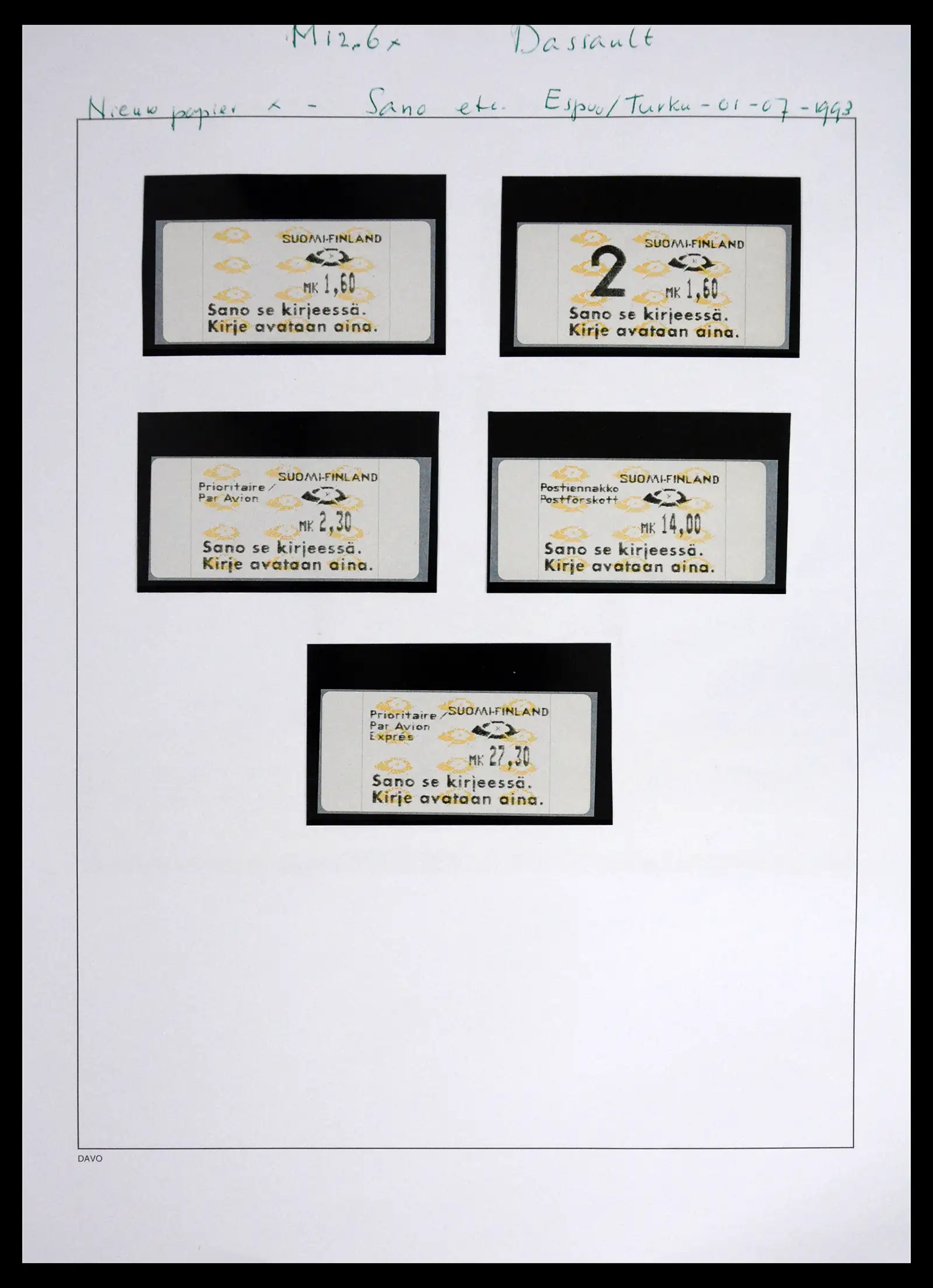 41562 0031 - Stamp collection 41562 Finland machine vending stamps 1982-2003.