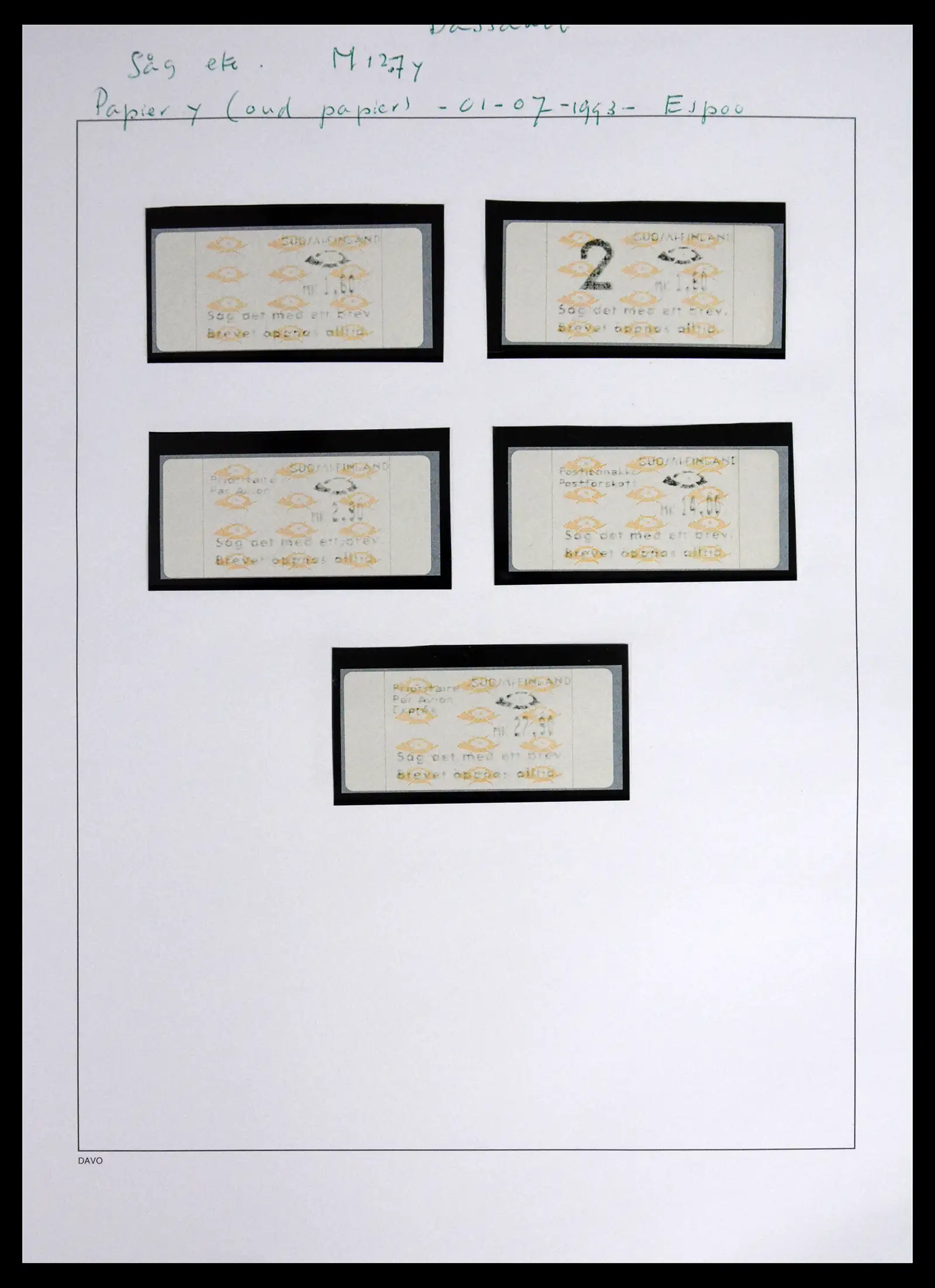 41562 0033 - Stamp collection 41562 Finland machine vending stamps 1982-2003.