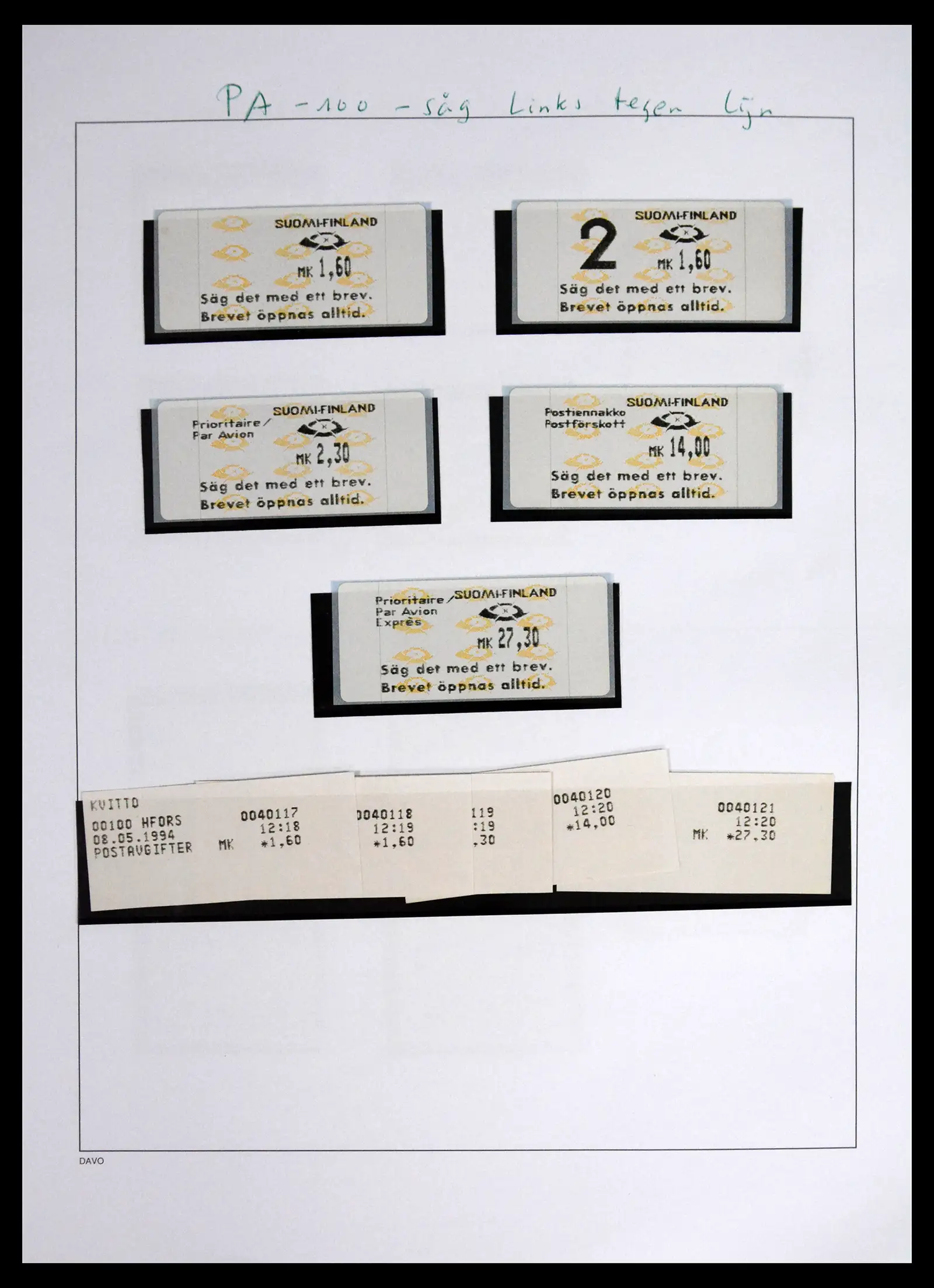 41562 0035 - Stamp collection 41562 Finland machine vending stamps 1982-2003.