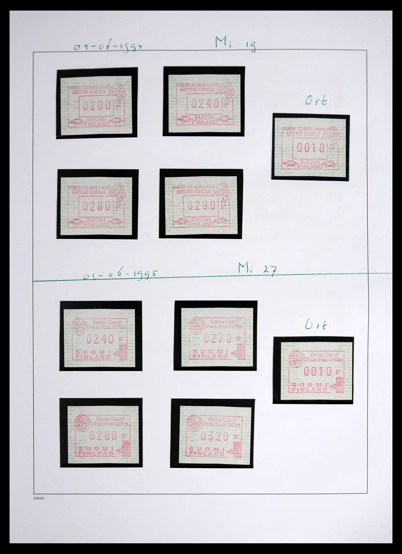 41562 0037 - Stamp collection 41562 Finland machine vending stamps 1982-2003.