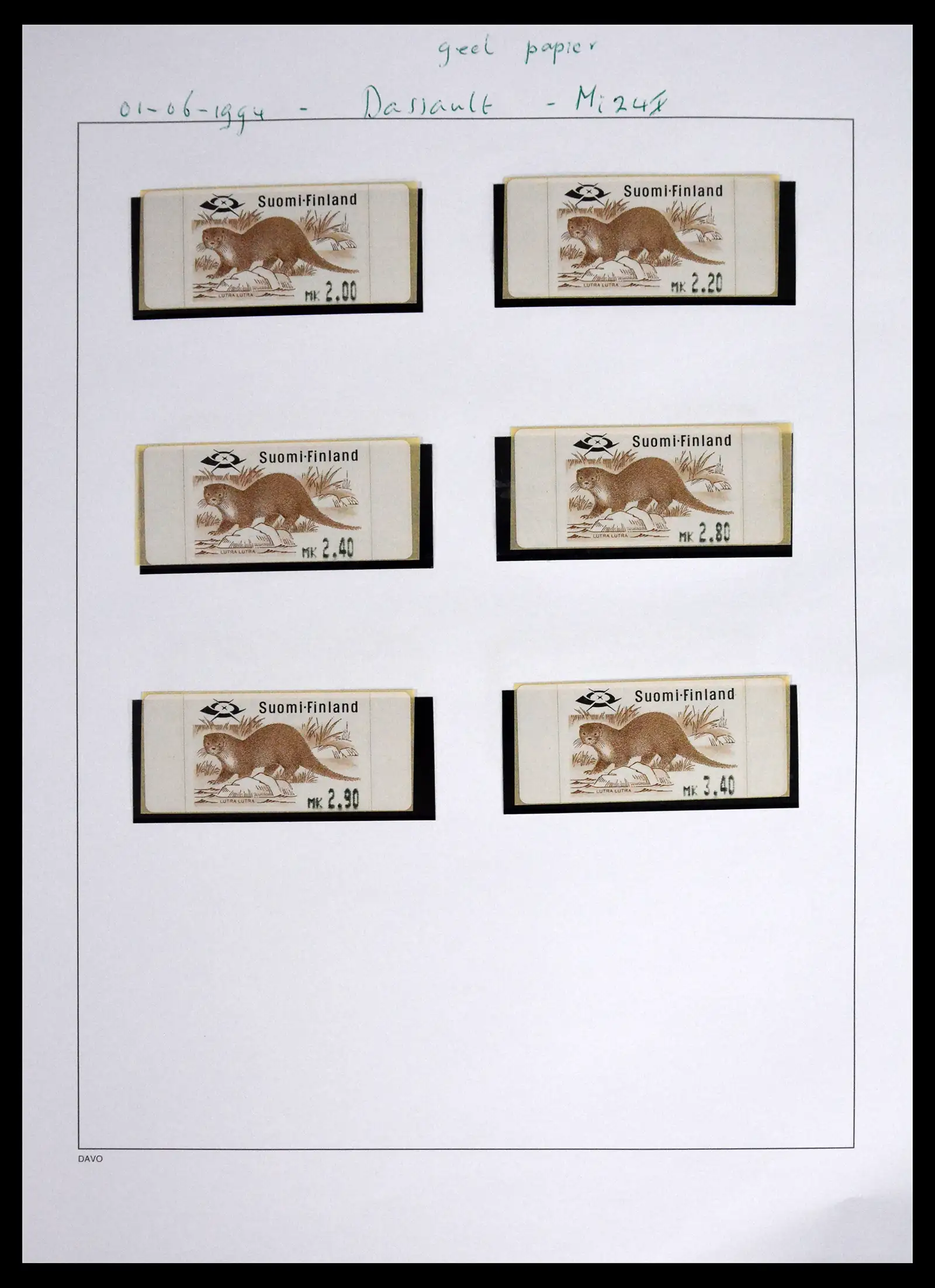 41562 0038 - Stamp collection 41562 Finland machine vending stamps 1982-2003.
