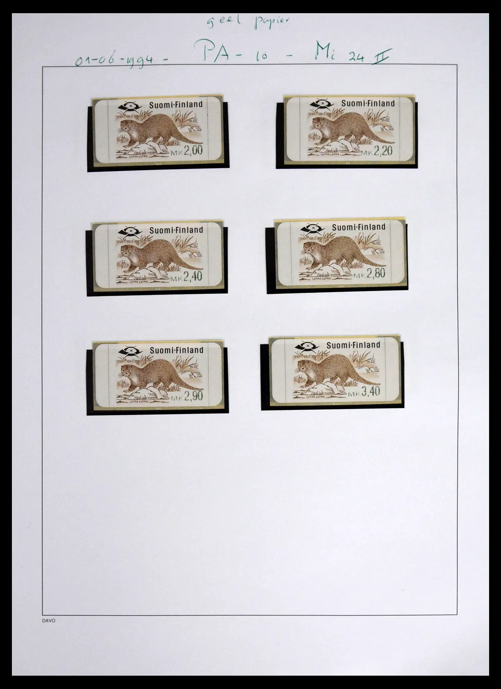 41562 0039 - Stamp collection 41562 Finland machine vending stamps 1982-2003.