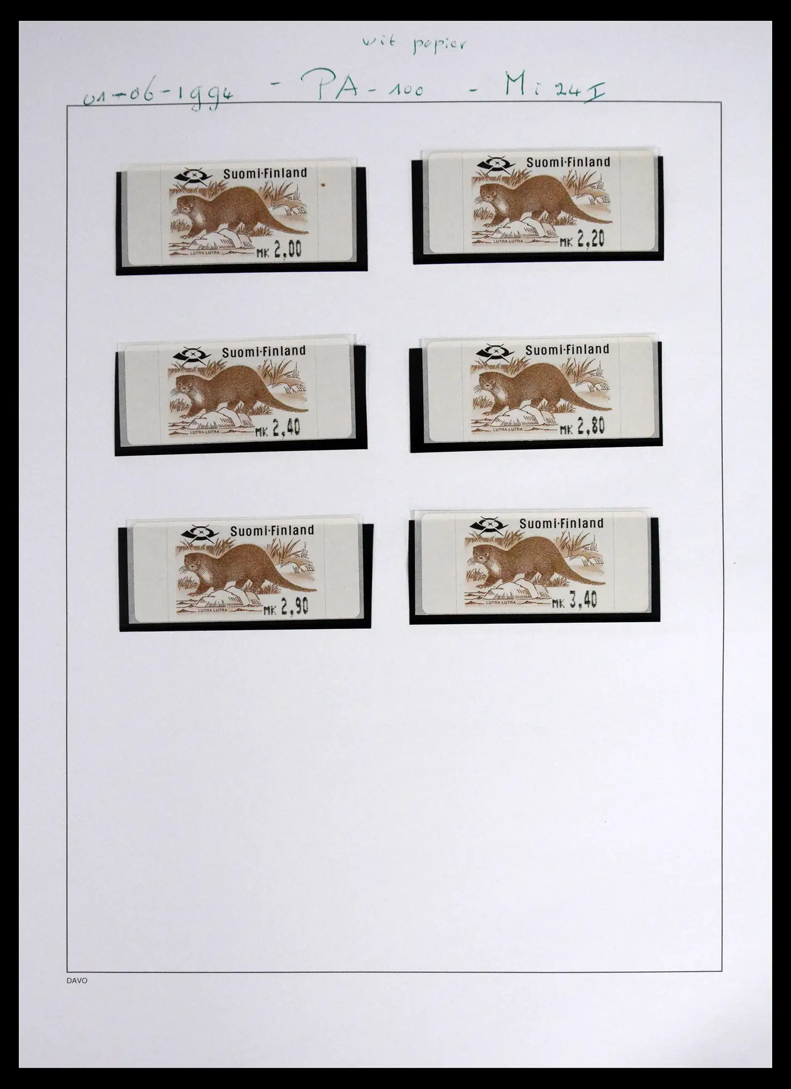41562 0040 - Stamp collection 41562 Finland machine vending stamps 1982-2003.